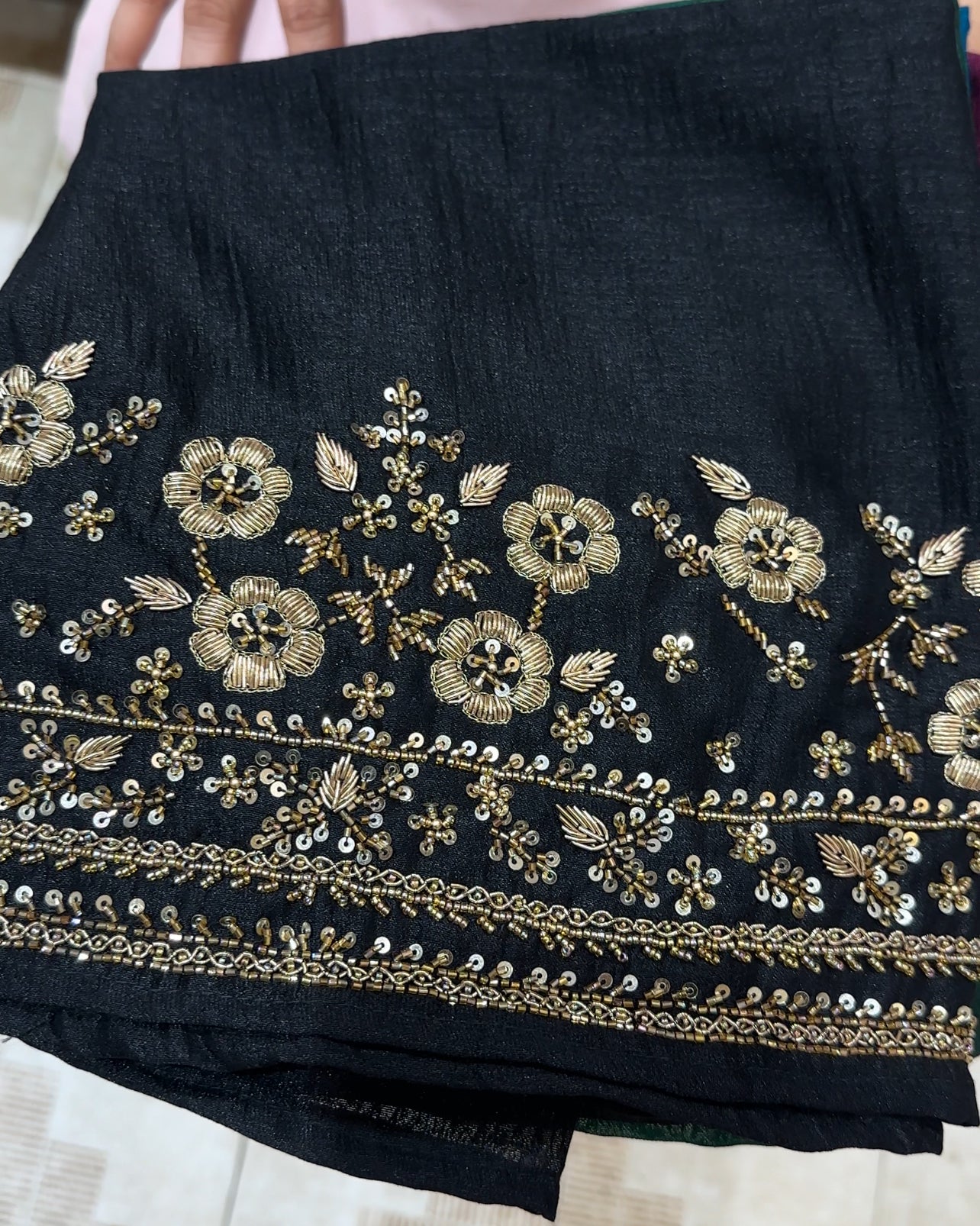 HAND WORKED BLOUSE MATERIAL - IHA 21309