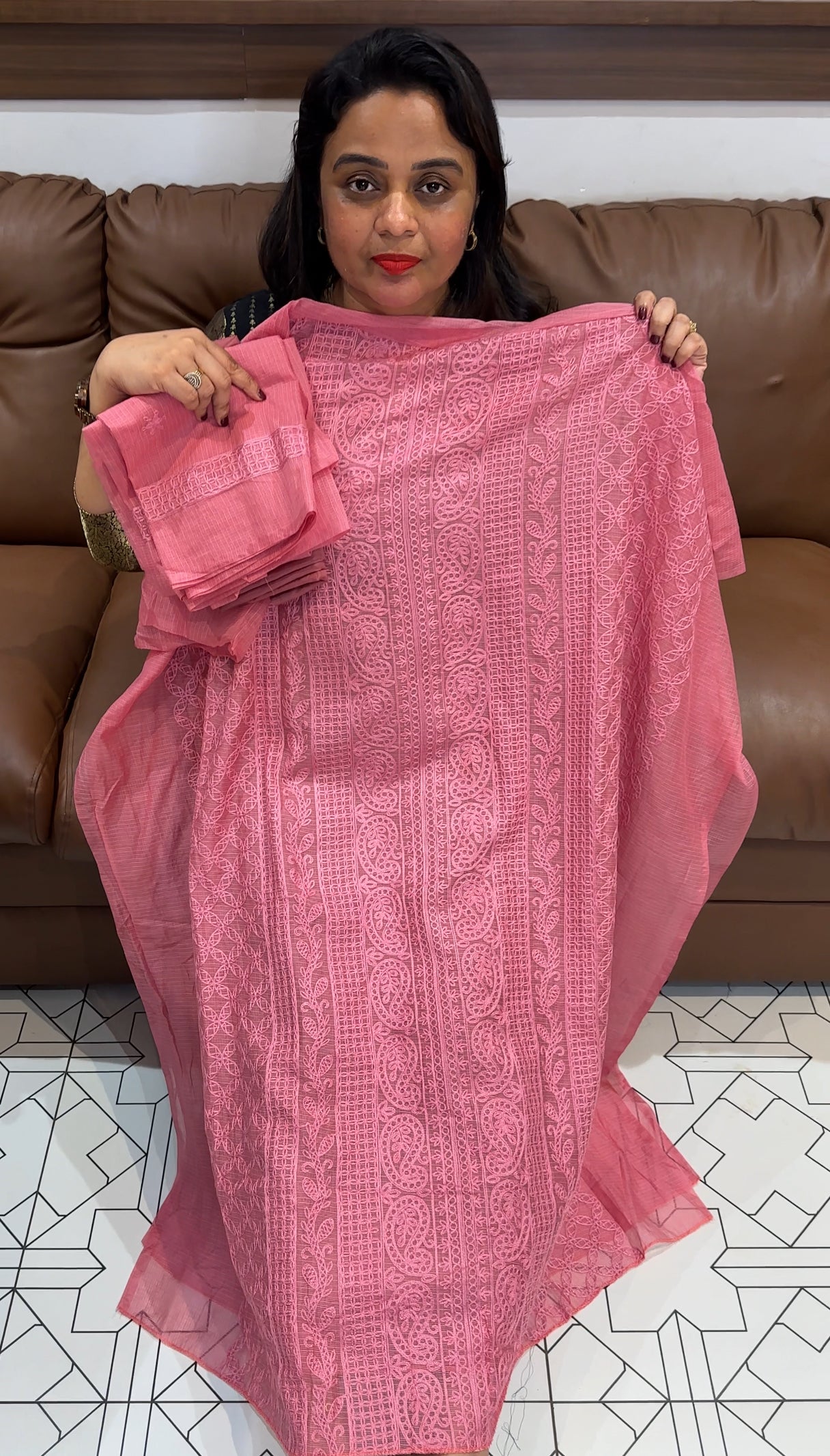 CHIKANKARI UNSTITCHED SALWAR SUITS - IHA 25574