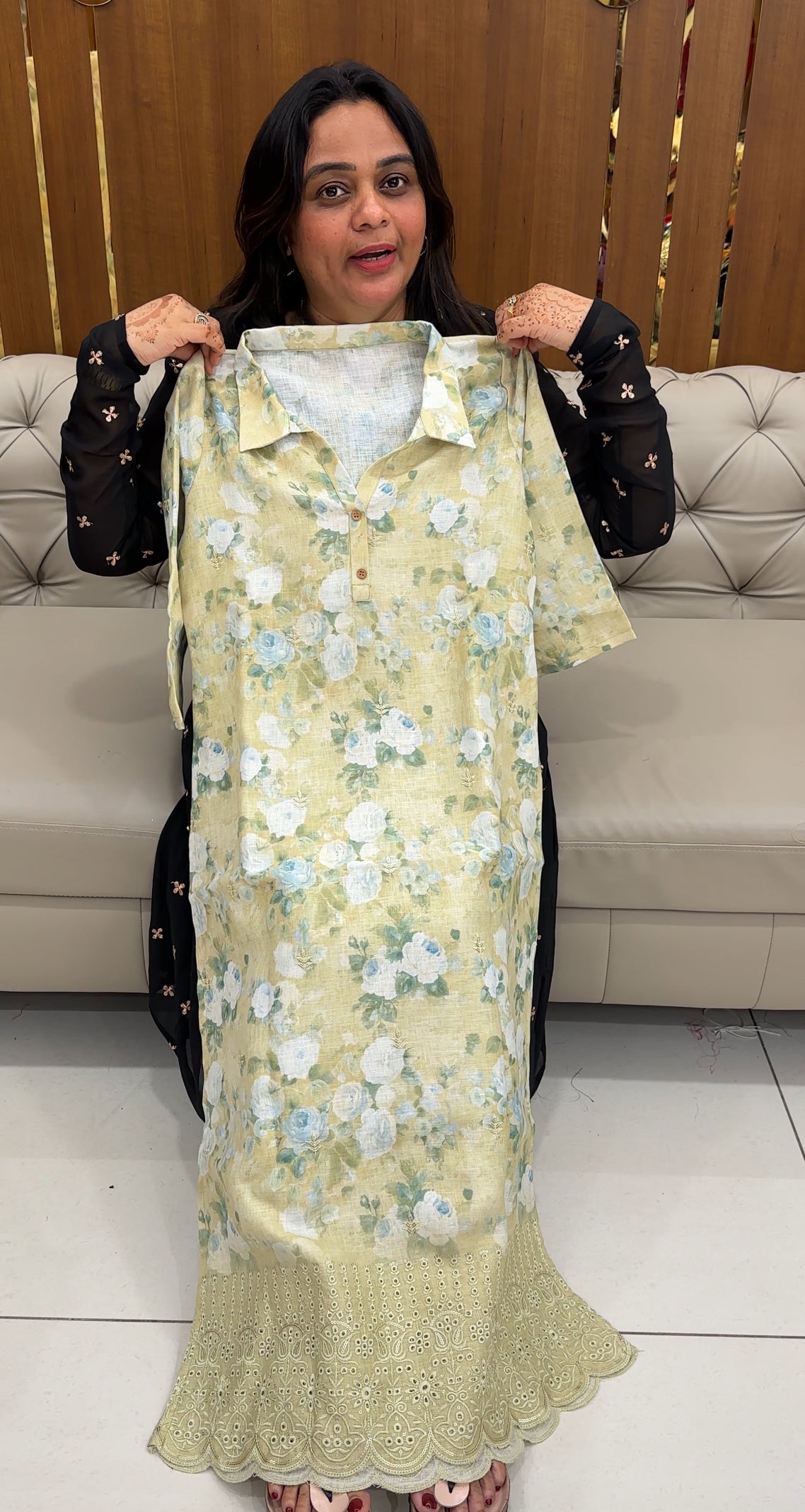 IHA'S IN-HOUSE PRINTED LINEN TOPS - IHA 27549