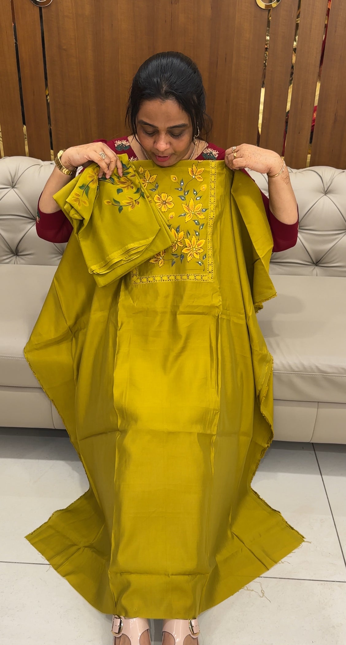 SEMI MALAI CHANDERI UNSTITCHED SALWAR SUITS - IHA 27630
