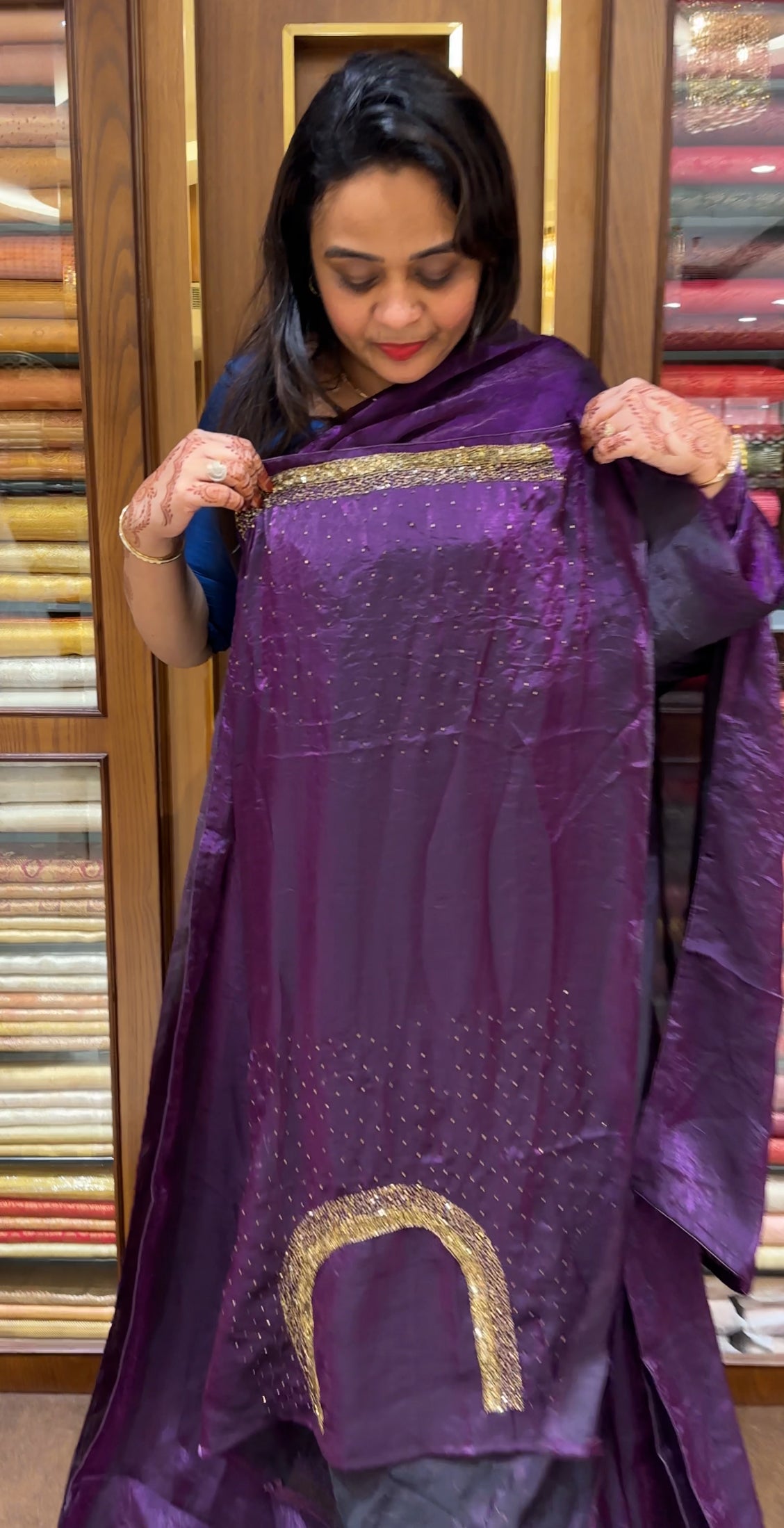 VELVET ORGANZA SAREES - IHA 23659