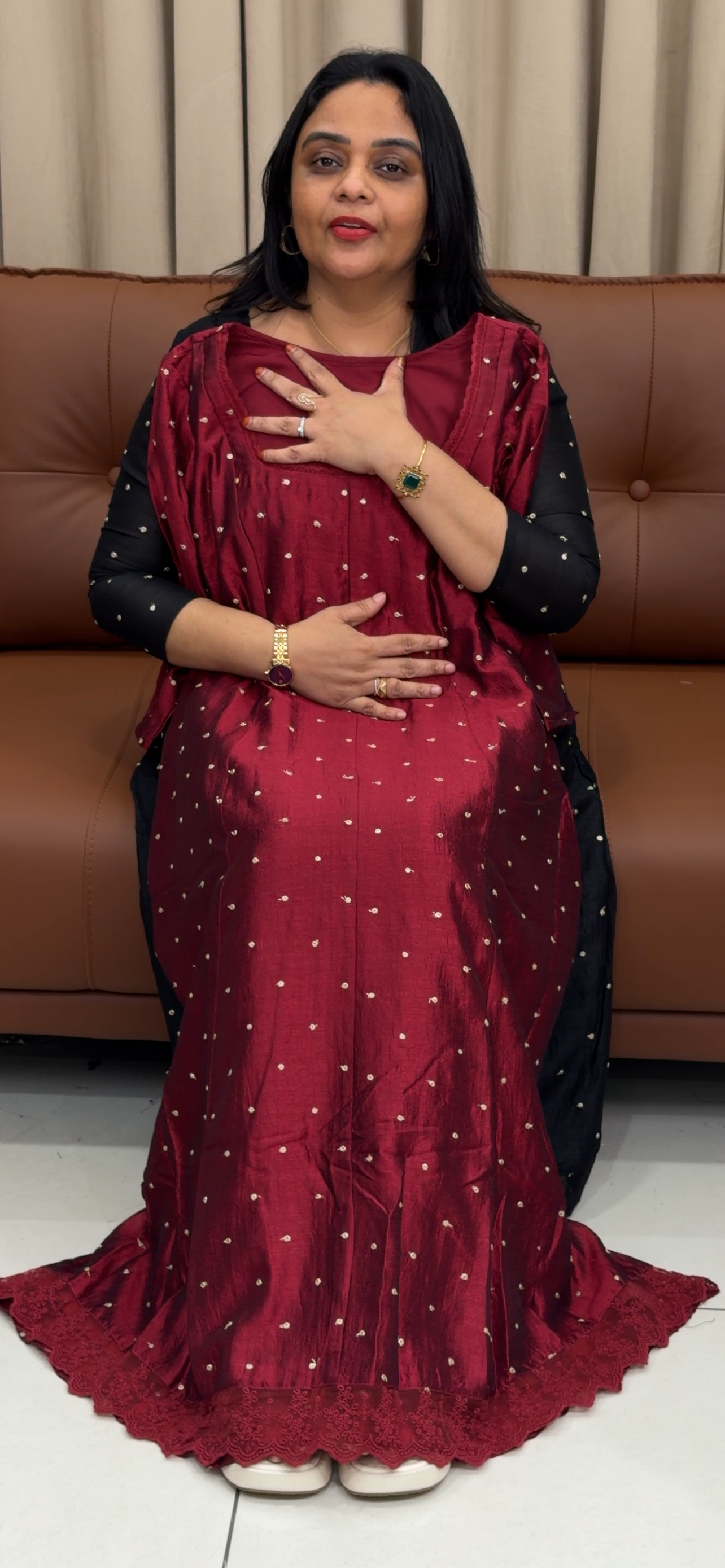 IHA'S IN-HOUSE SEMI RAW SILK ANARKALI TOPS - IHA 33458
