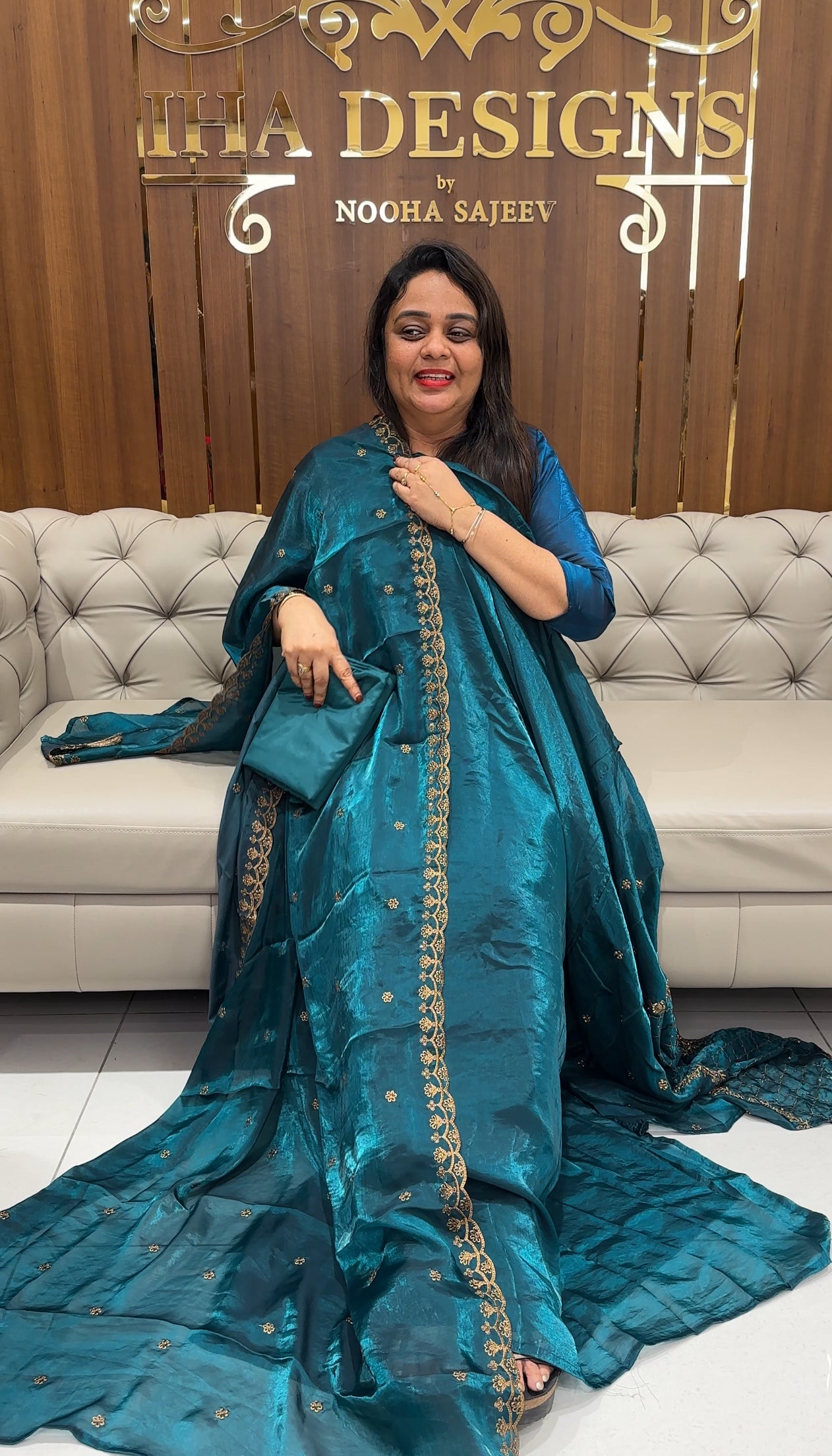 VELVET ORGANZA UNSTITCHED SALWAR SUITS - IHA 25179