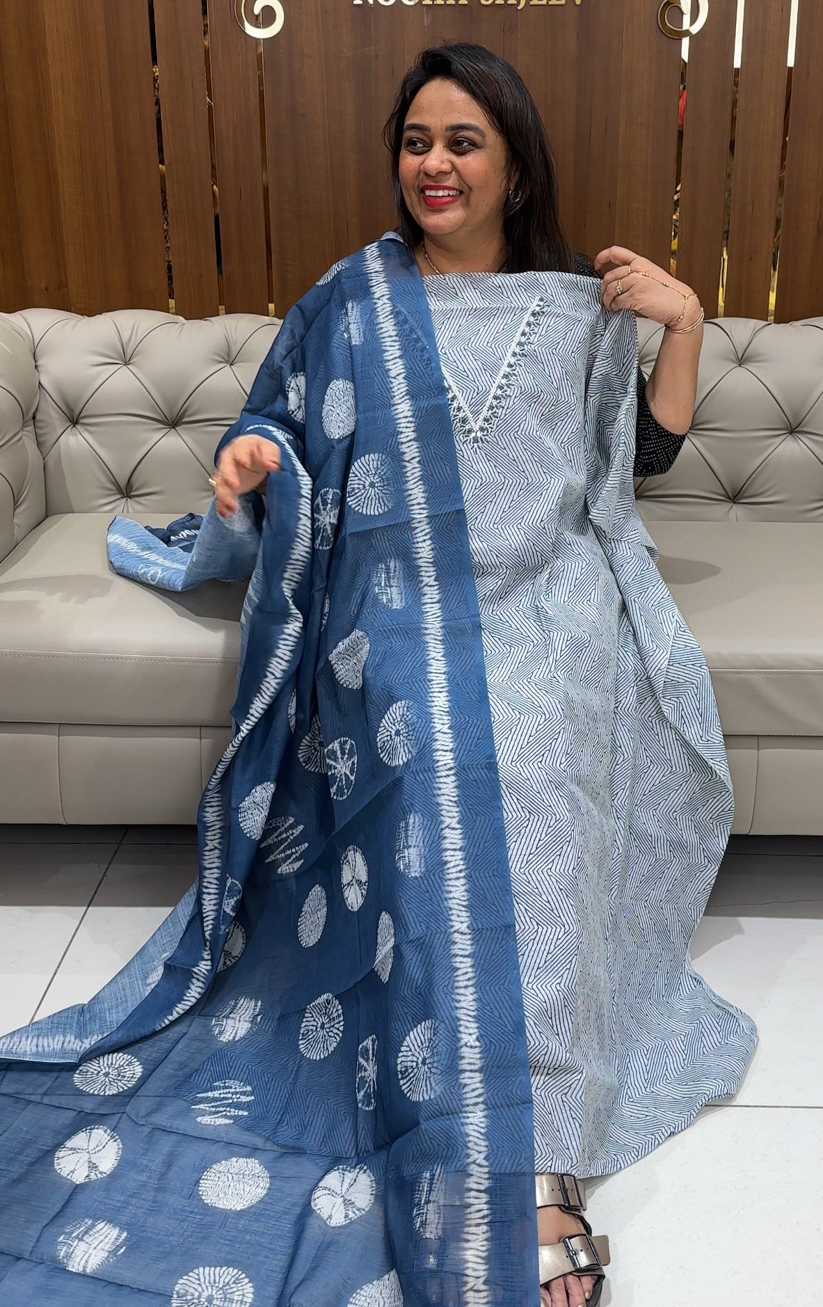 SEMI MODAL CHANDERI UNSTITCHED SALWAR SUITS - IHA 24210