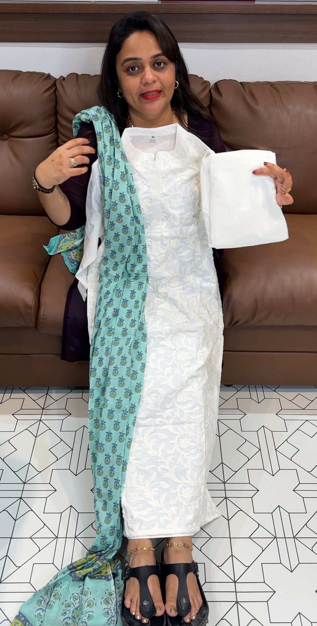 COTTON TOP, BOTTOM AND DUPATTA - IHA 23939