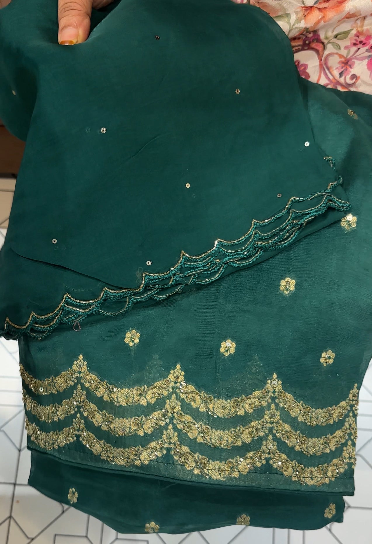 HAND WORKED UNSTITCHED SALWAR SUITS - IHA 26149