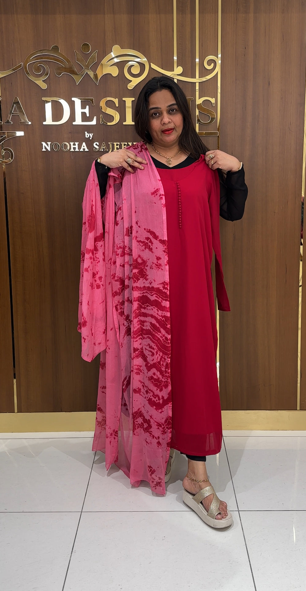 READY TO WEAR SLITTED TOP AND DUPPATTA - IHA 24983