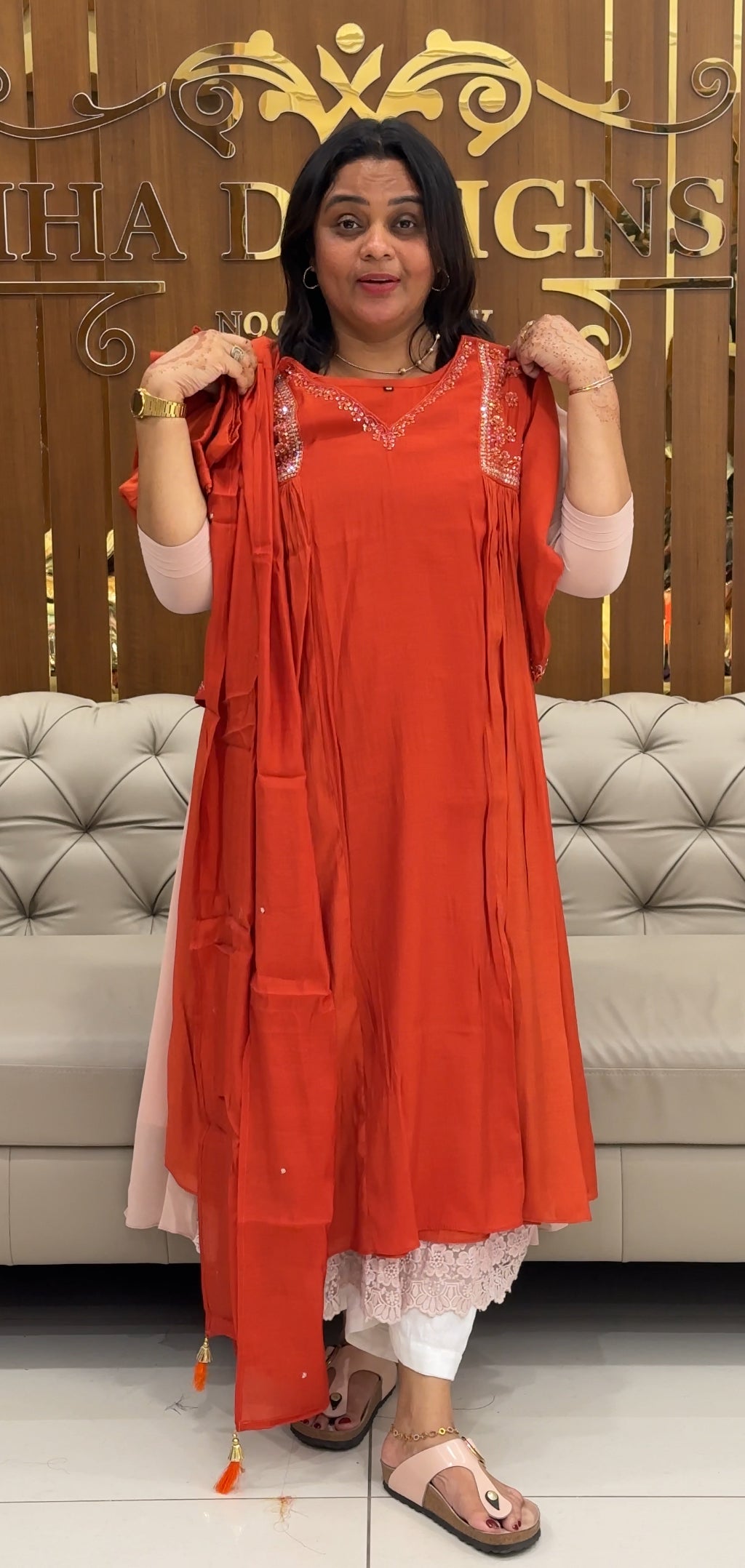 MALAI CHANDERI ALINE TOP,BOTTOM AND DUPATTA - IHA 27454