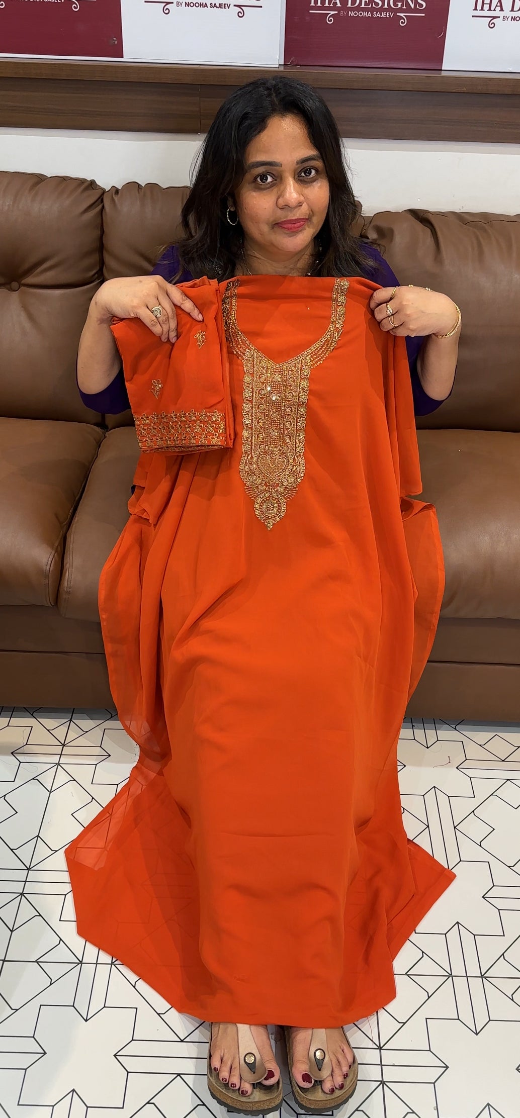 HAND WORKED UNSTITCHED SALWAR SUITS - IHA 26179