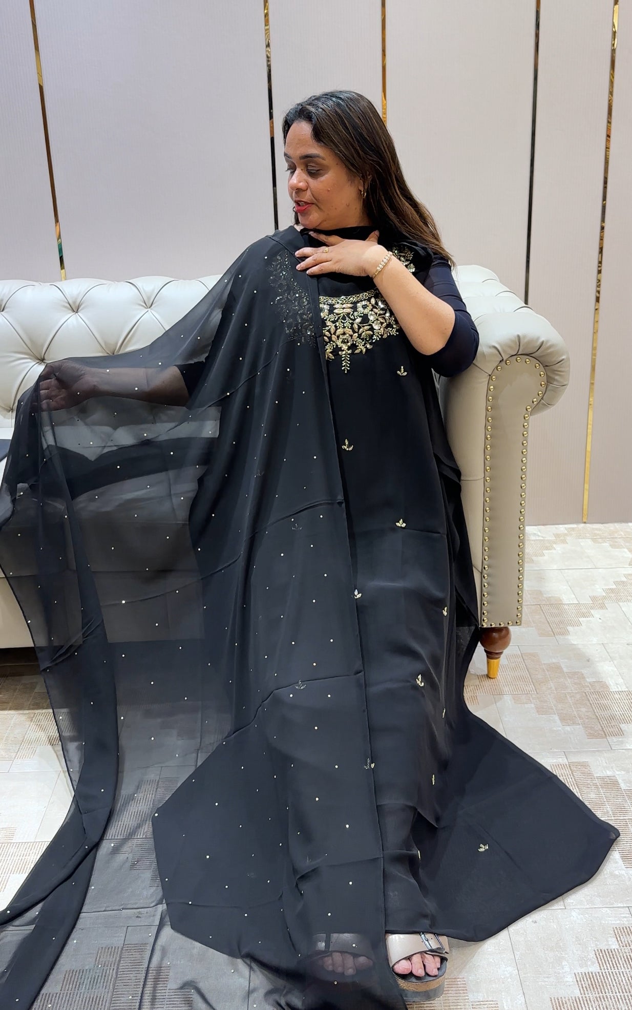 HAND WORKED UNSTITCHED SALWAR SUITS - IHA 21278