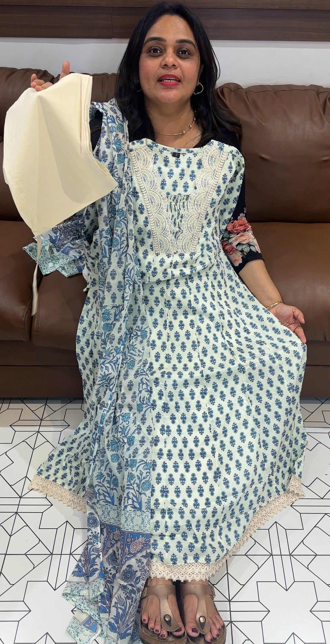 PRINTED COTTON TOP,BOTTOM AND DUPATTA - IHA 26677