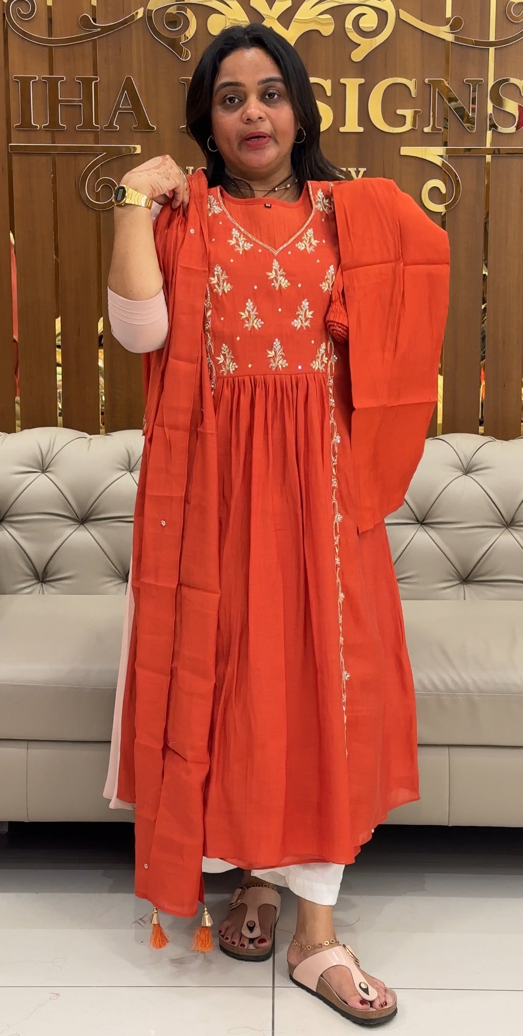 MALAI CHANDERI TOP, BOTTOM AND DUPATTA - IHA 27521