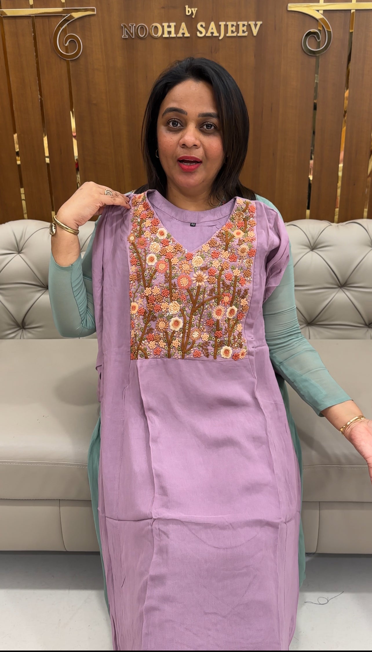 HAND WORKED GEORGETTE ALINE TOPS - IHA 25774