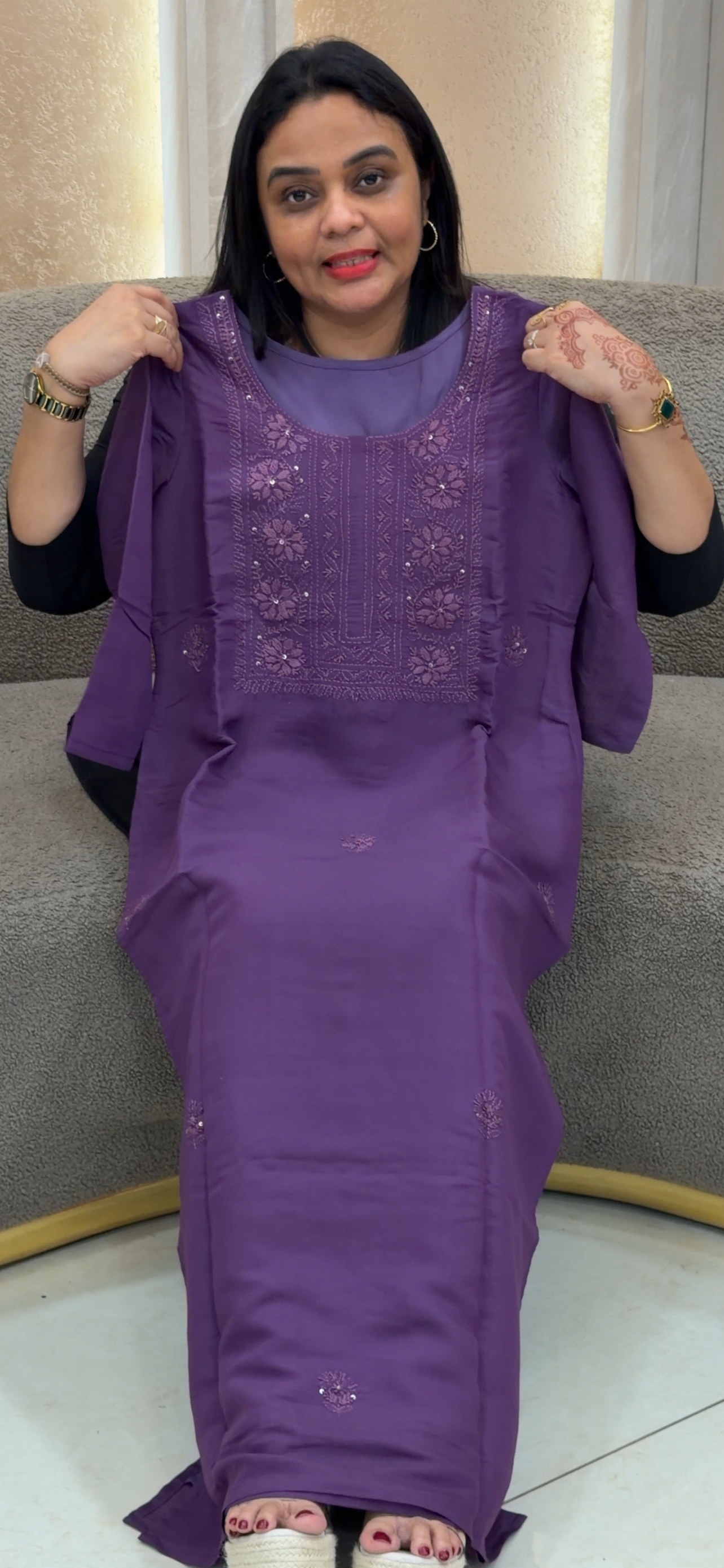IHA'S IN HOUSE CHIKANKARI SLITTED TOPS - IHA 32978