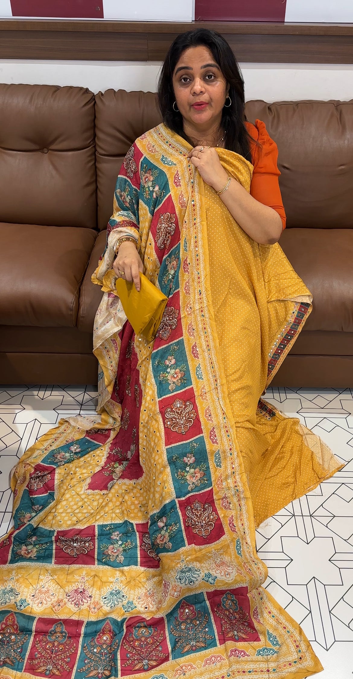 PRINTED CRAPE UNSTITCHED SALWAR SUITS - IHA 26450