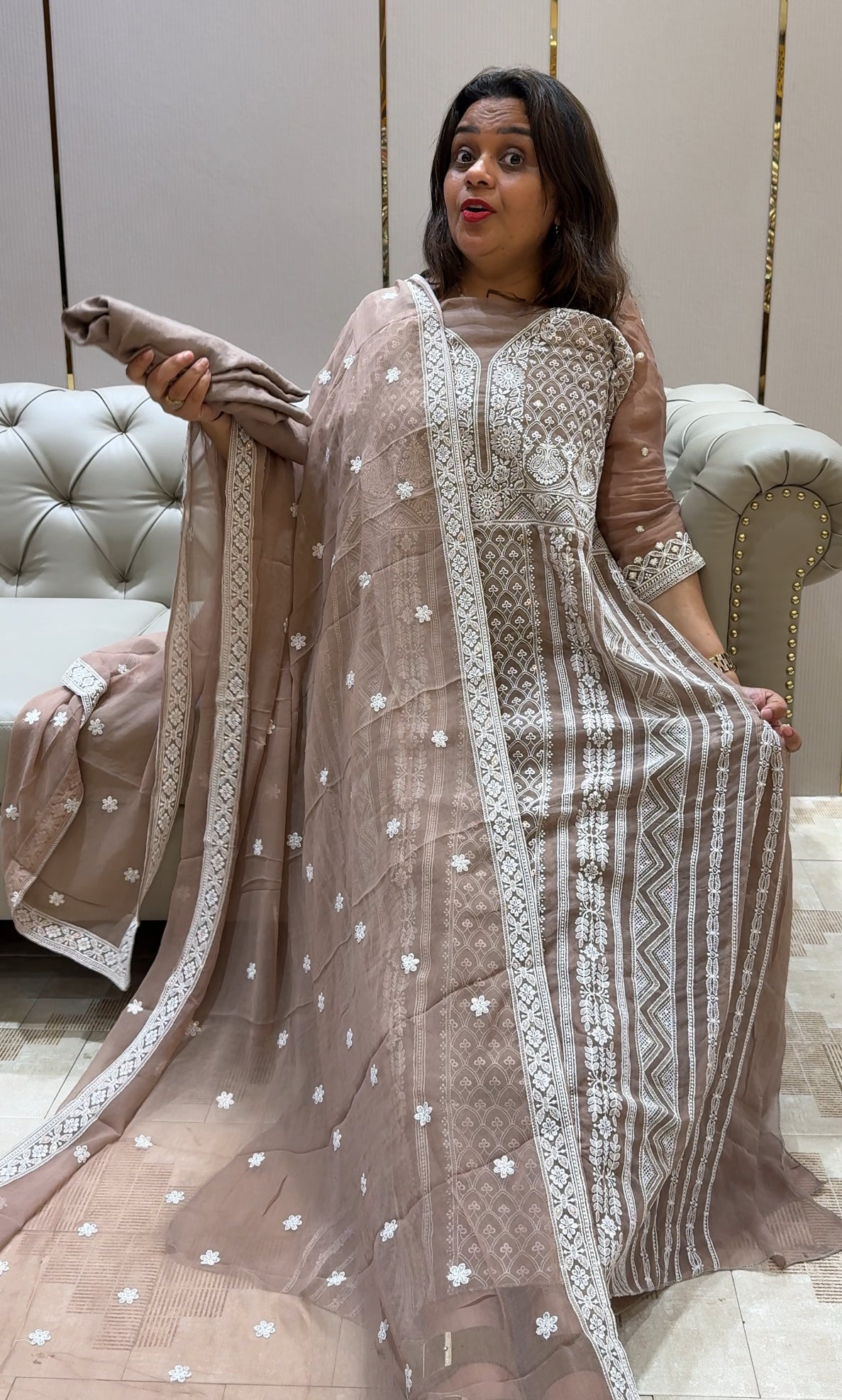 CHIKANKARI UNSTITCHED SALWAR SUITS - IHA 21743