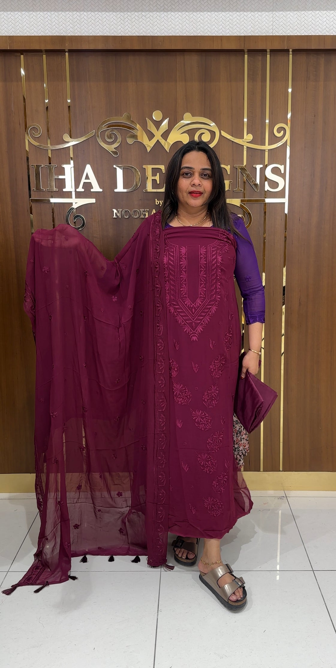 LUCKNOWI CHIKANKARI UNSTITCHED SALWAR SUITS - IHA 22923