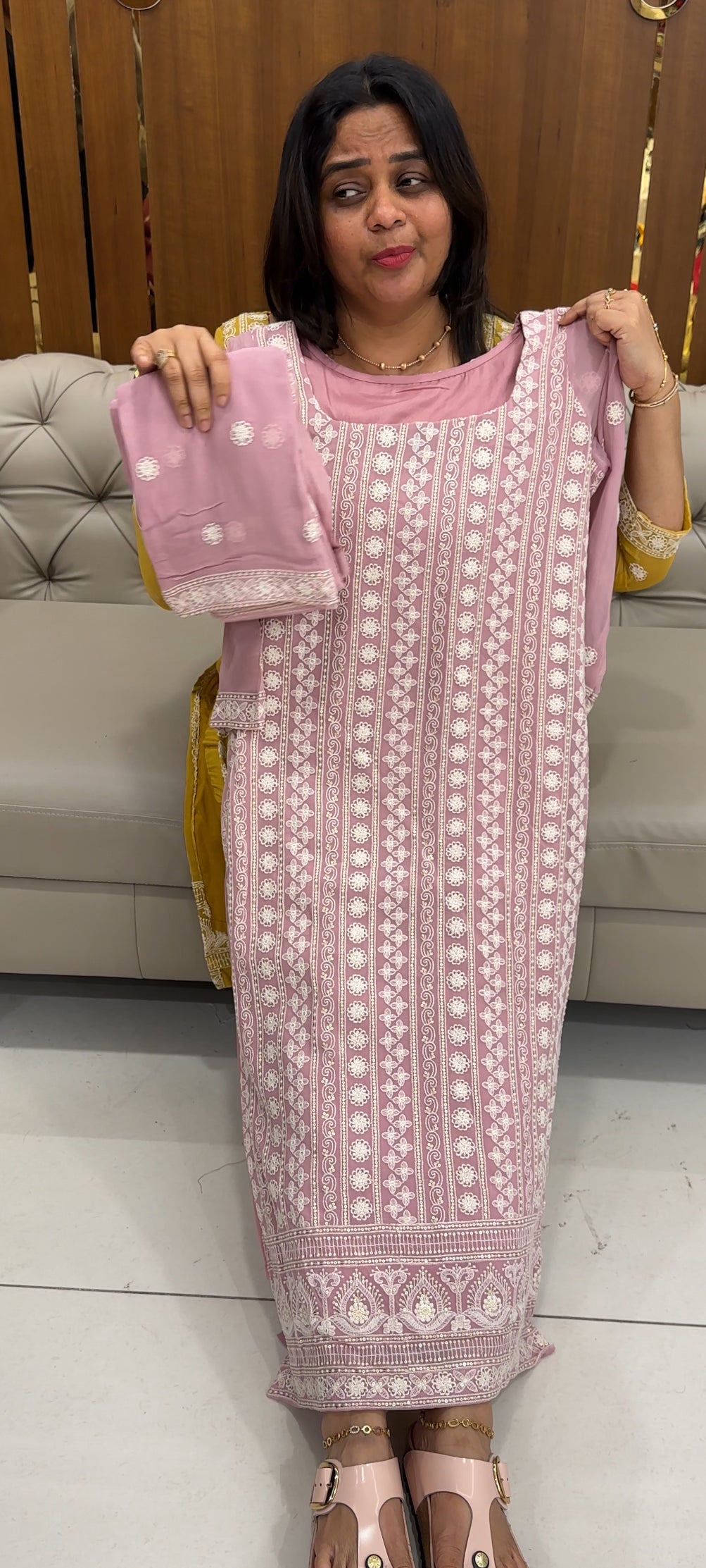 IHA'S IN-HOUSE CHIKANKARI TOP,BOTTOM AND DUPATTA - IHA 26861