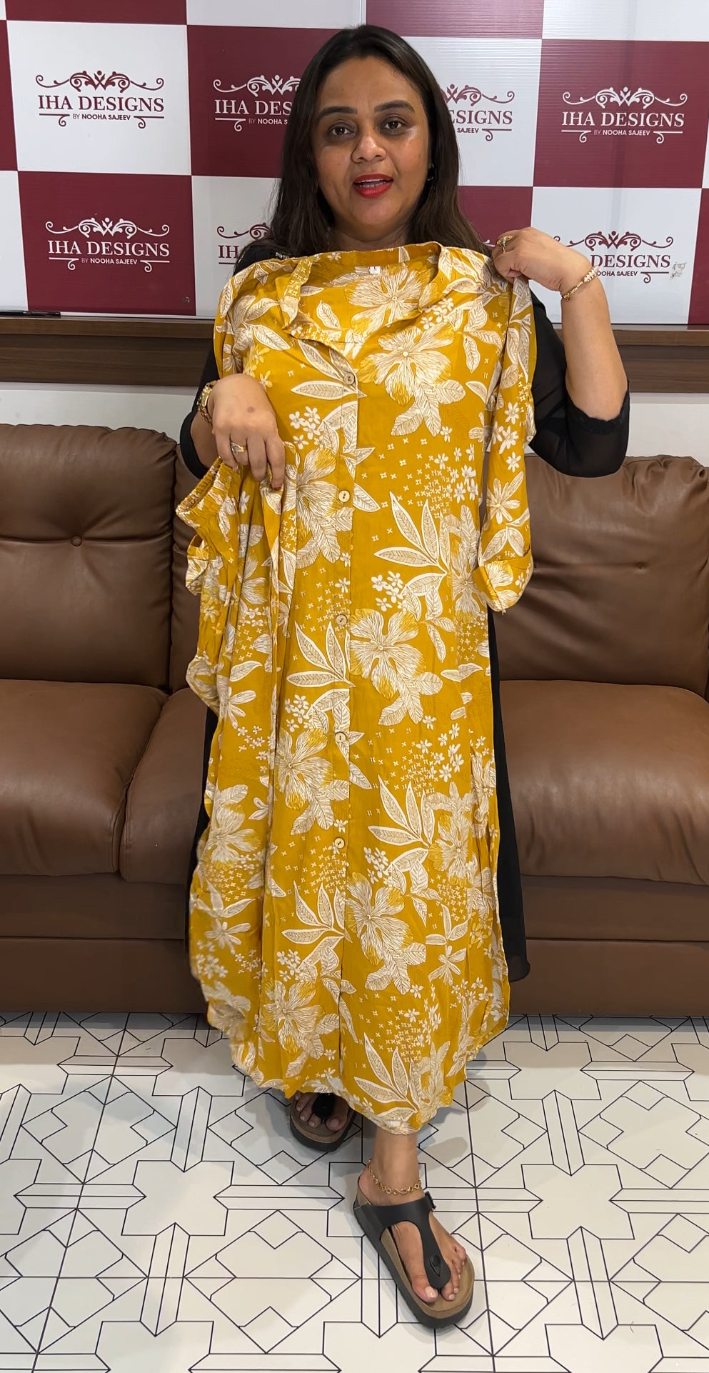 PRINTED RAYON LONG TOP AND BOTTOM - IHA 22428