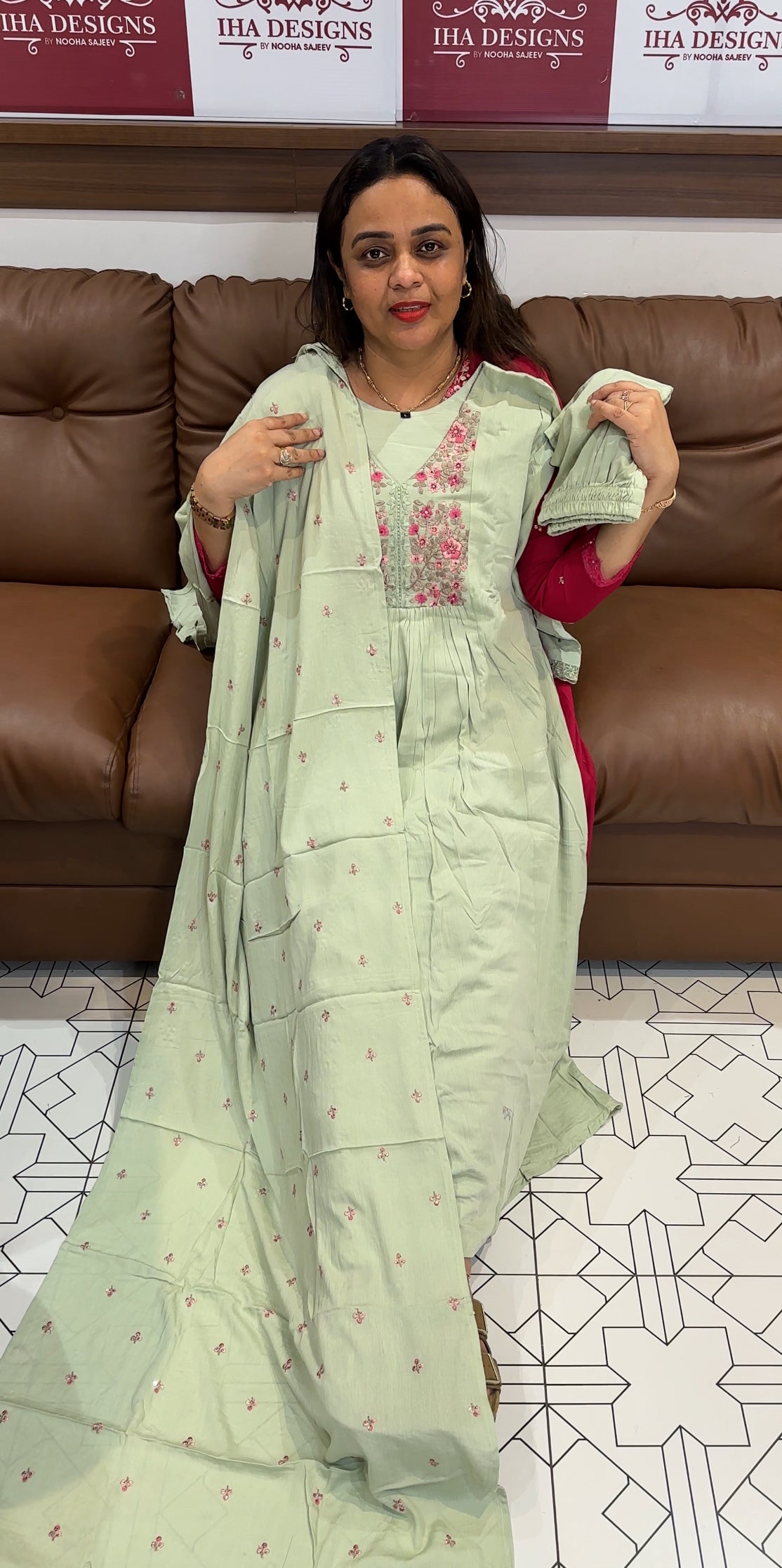 SEMI PARTY WEAR TOP,BOTTOM AND DUPATTA - IHA 22044