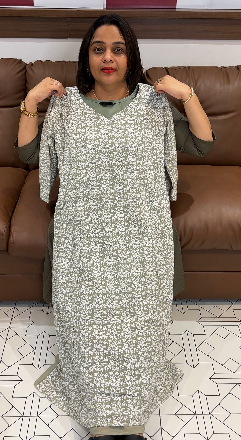 FAUX GEORGETTE CHIKANKARI ALINE TOPS - IHA 22402