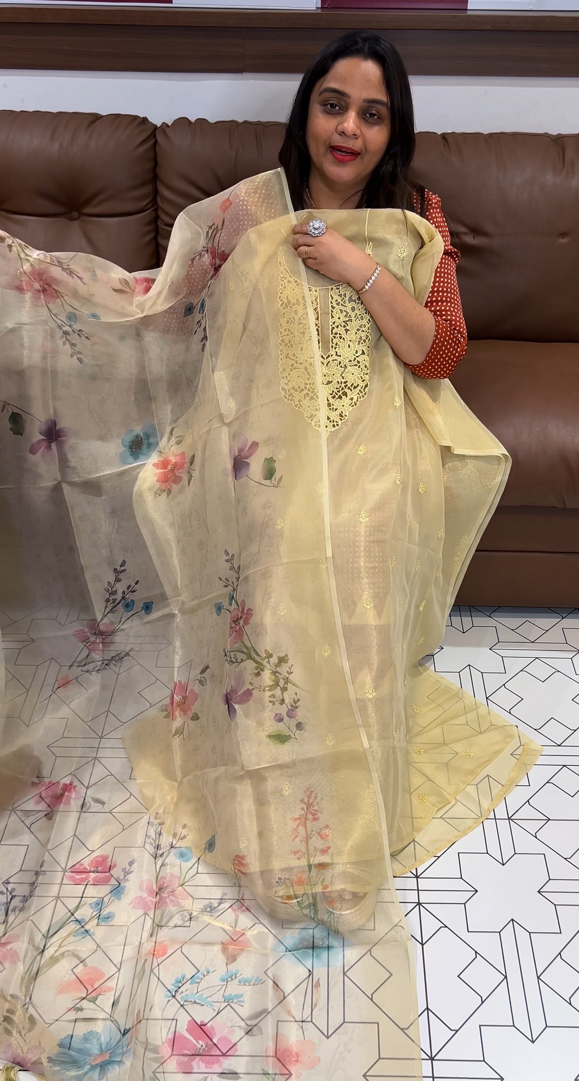 TISSUE UNSTITCHED SALWAR SUITS - IHA 22795