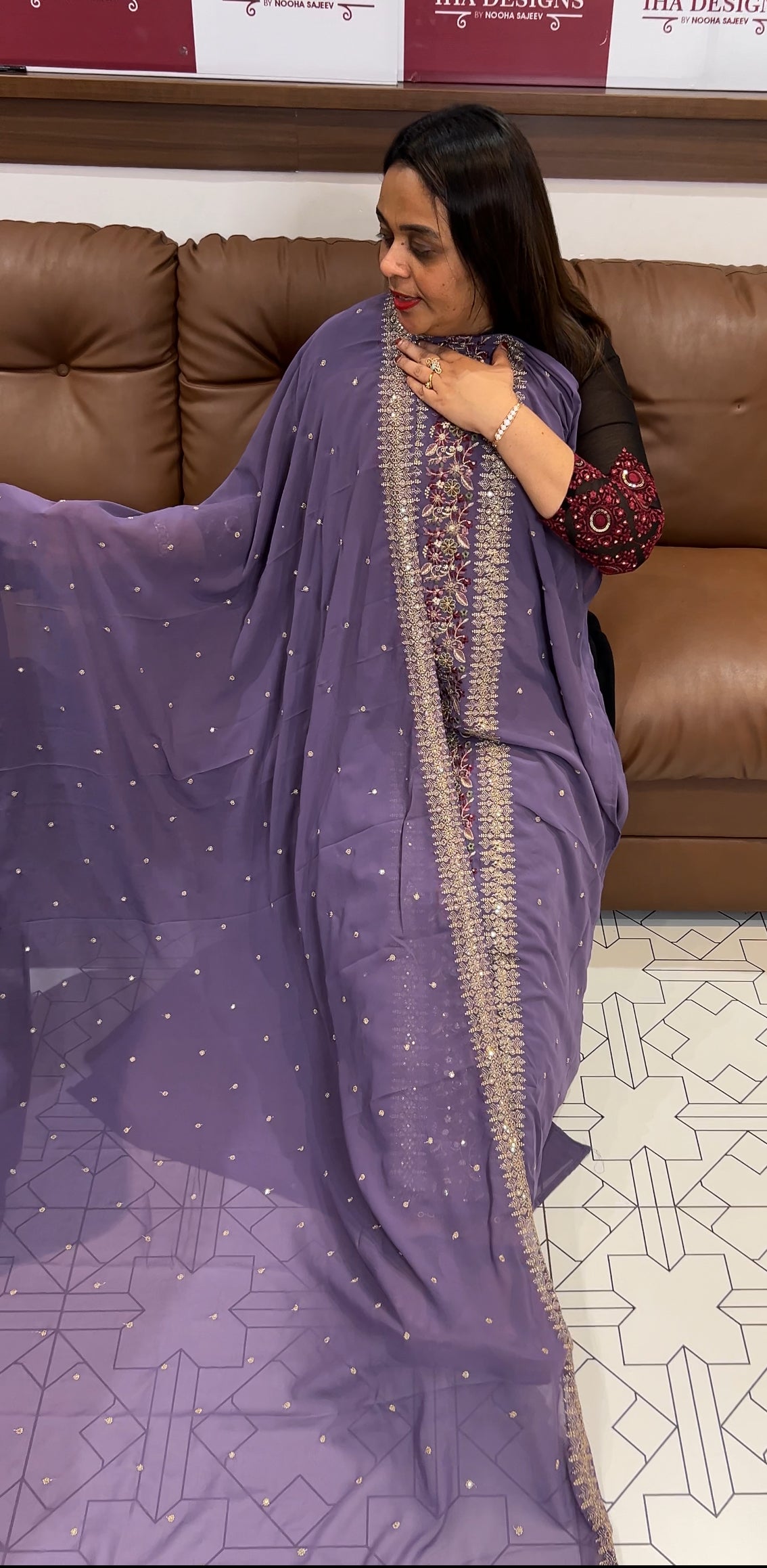 FAUX GEORGETTE UNSTITCHED SALWAR SUITS- IHA 22417
