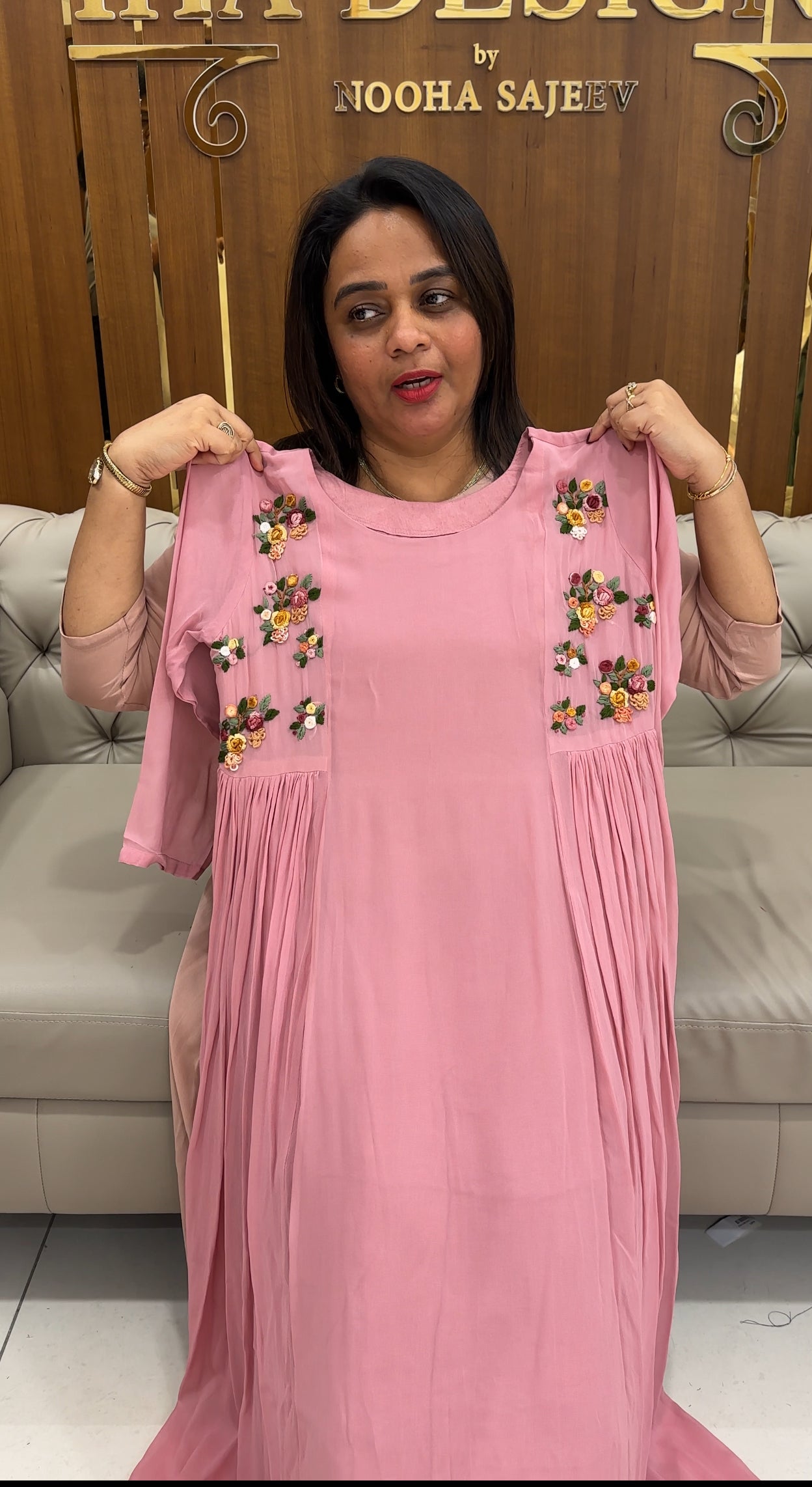 HAND WORKED GEORGETTE ALINE TOPS - IHA 25788