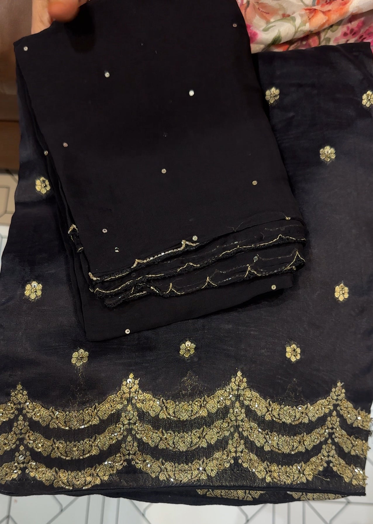 HAND WORKED UNSTITCHED SALWAR SUITS - IHA 26149