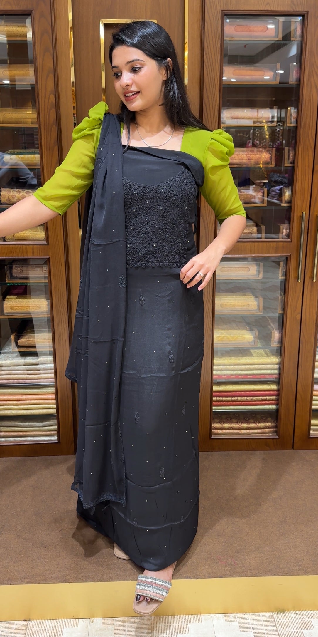CHIKANKARI UNSTITCHED SALWAR SUITS - IHA 25144