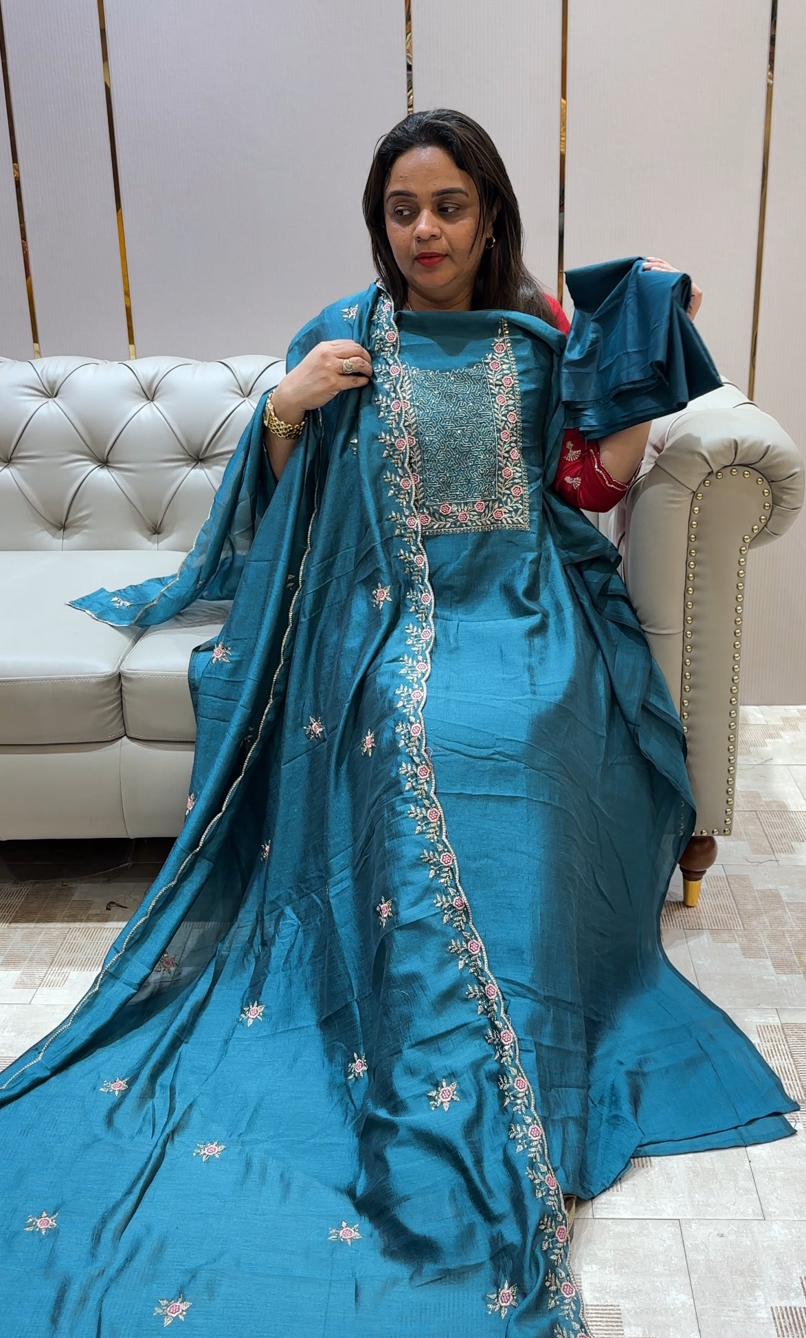 SEMI RAW SILK UNSTITCHED SALWAR SUITS - IHA 22567
