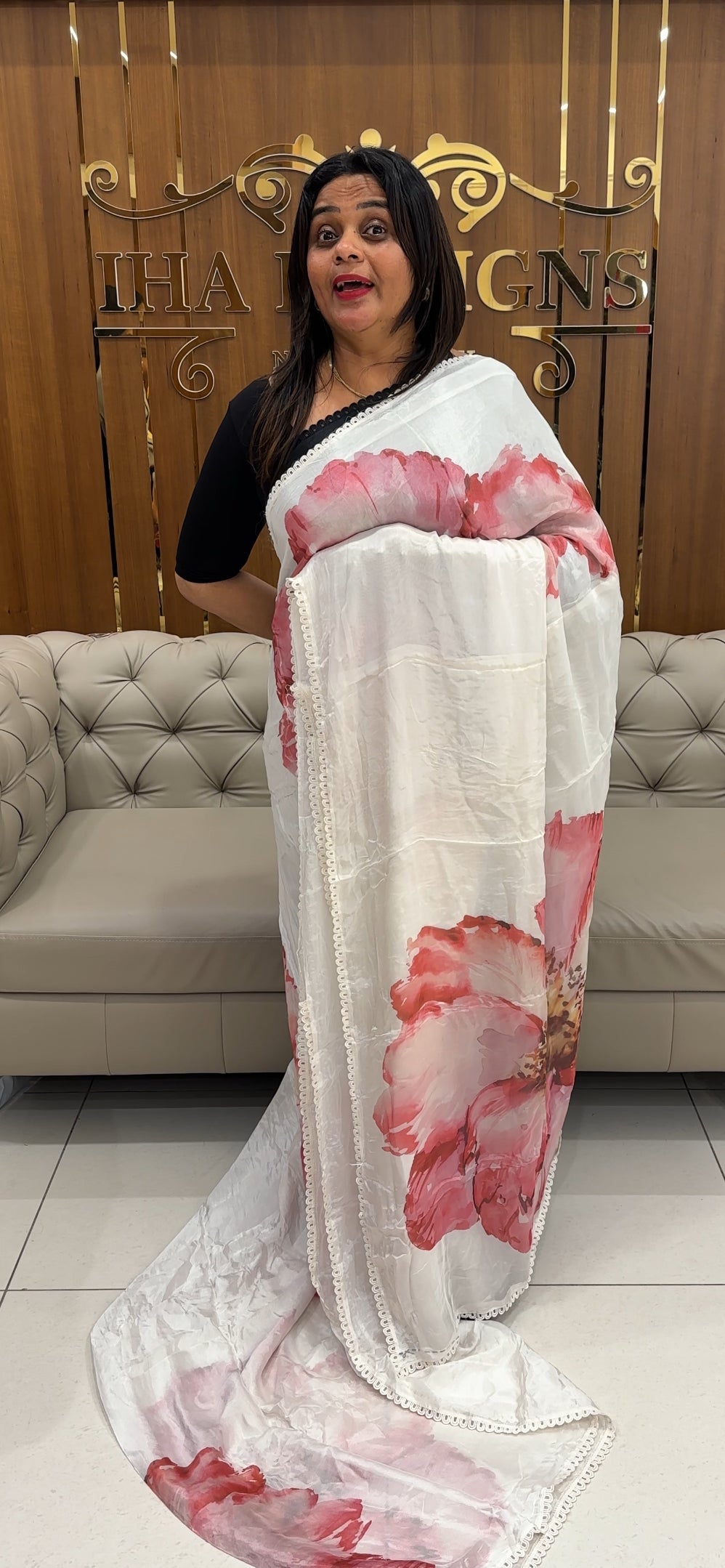 PLATINUM CHIFFON SAREES - IHA 25967