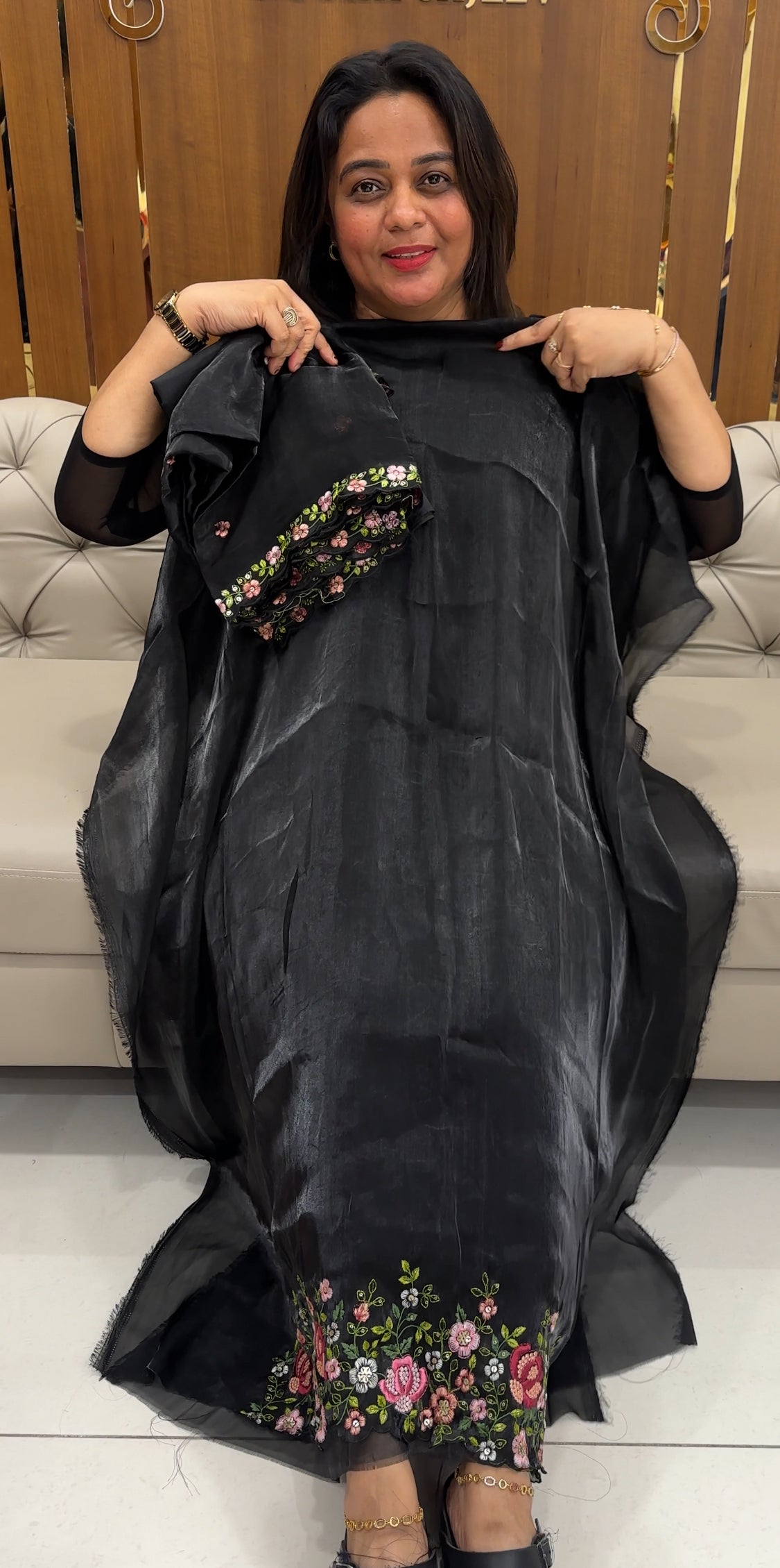 VELVET ORGANZA UNSTITCHED SALWAR SUITS - IHA 25823