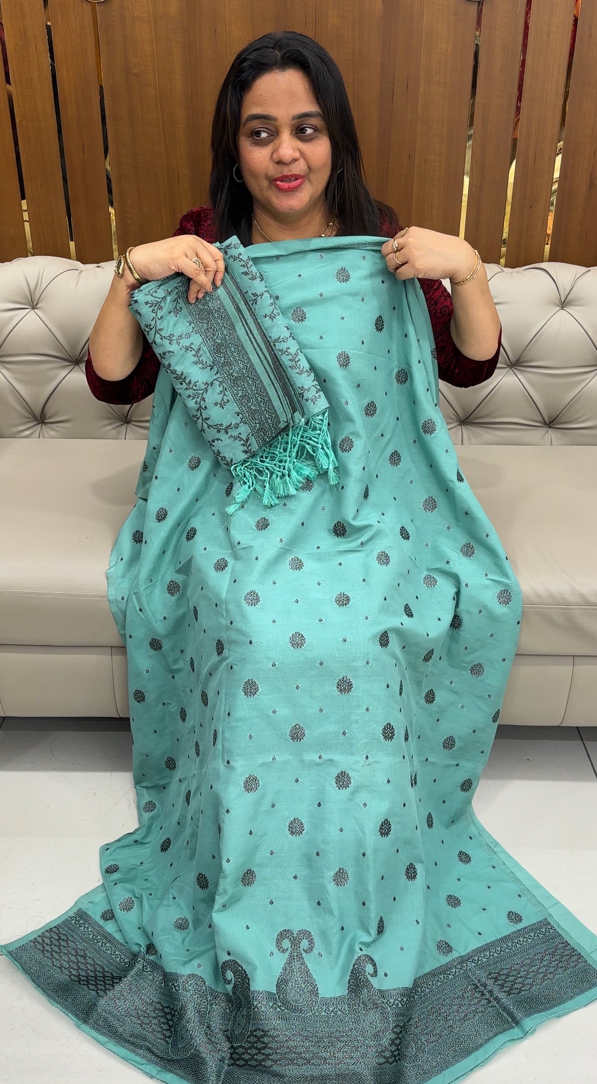 SEMI BANARASI UNSTITCHED SALWAR SUITS - IHA 26393