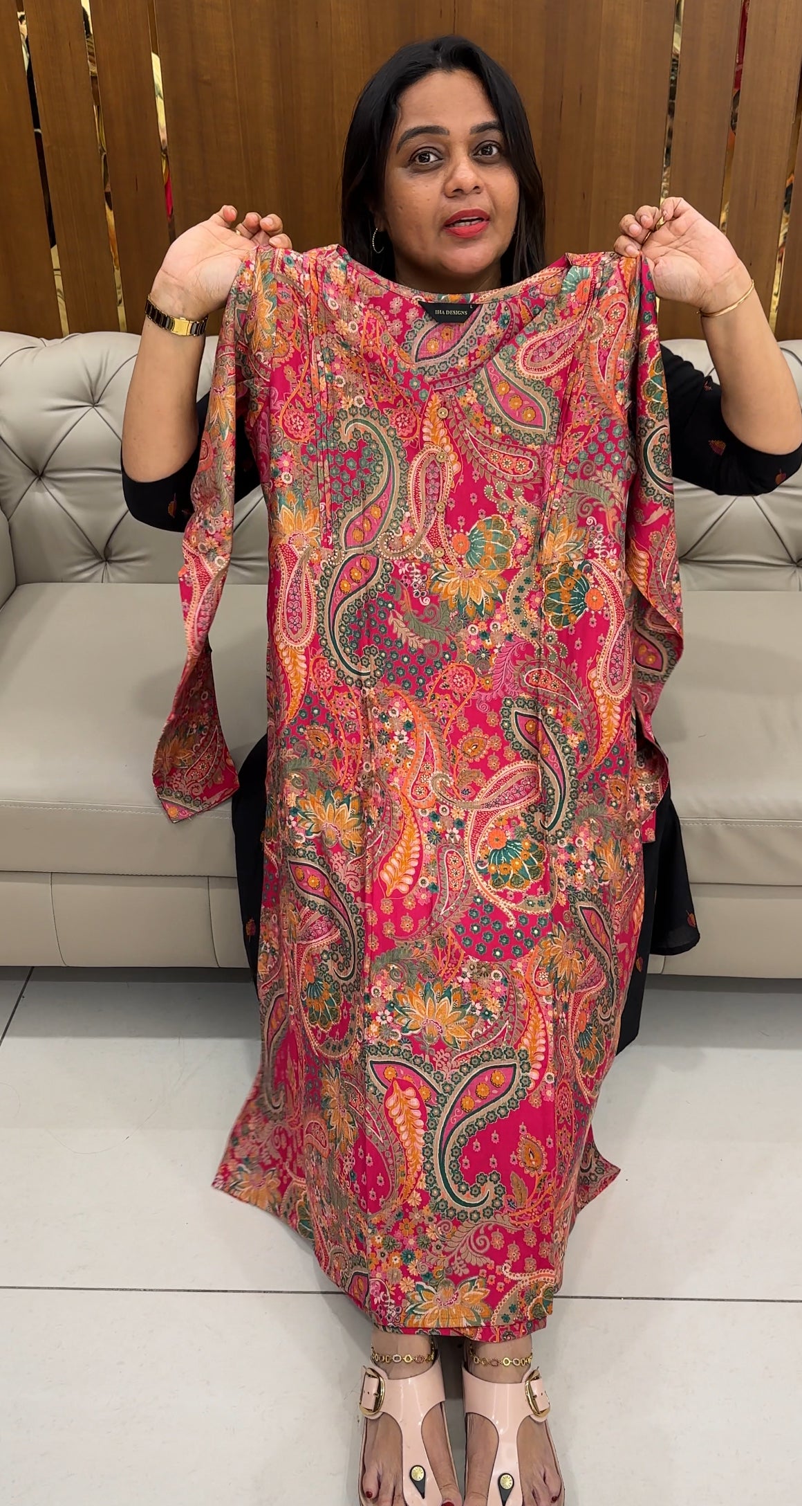 PRINTED SEMI RAW SILK TOPS - IHA 27594