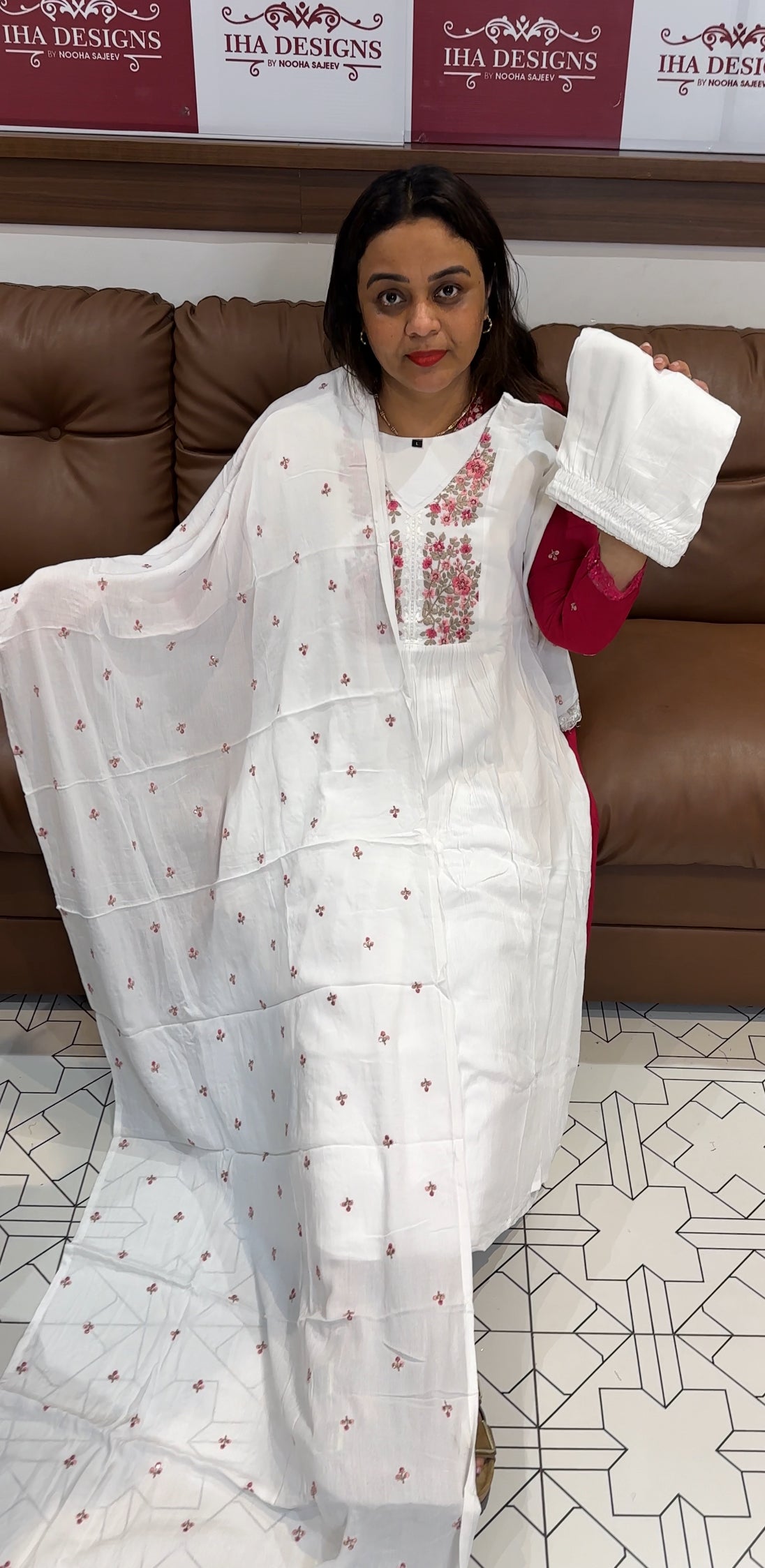 SEMI PARTY WEAR TOP,BOTTOM AND DUPATTA - IHA 22044