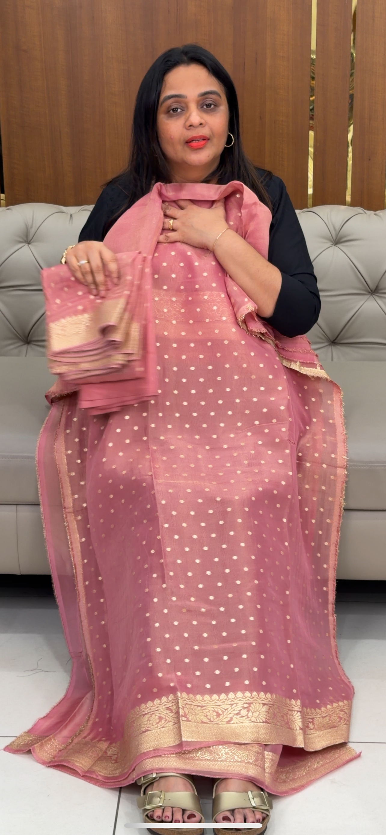 BANARASI TISSUE UNSTITCHED SALWAR SUITS - IHA 30185