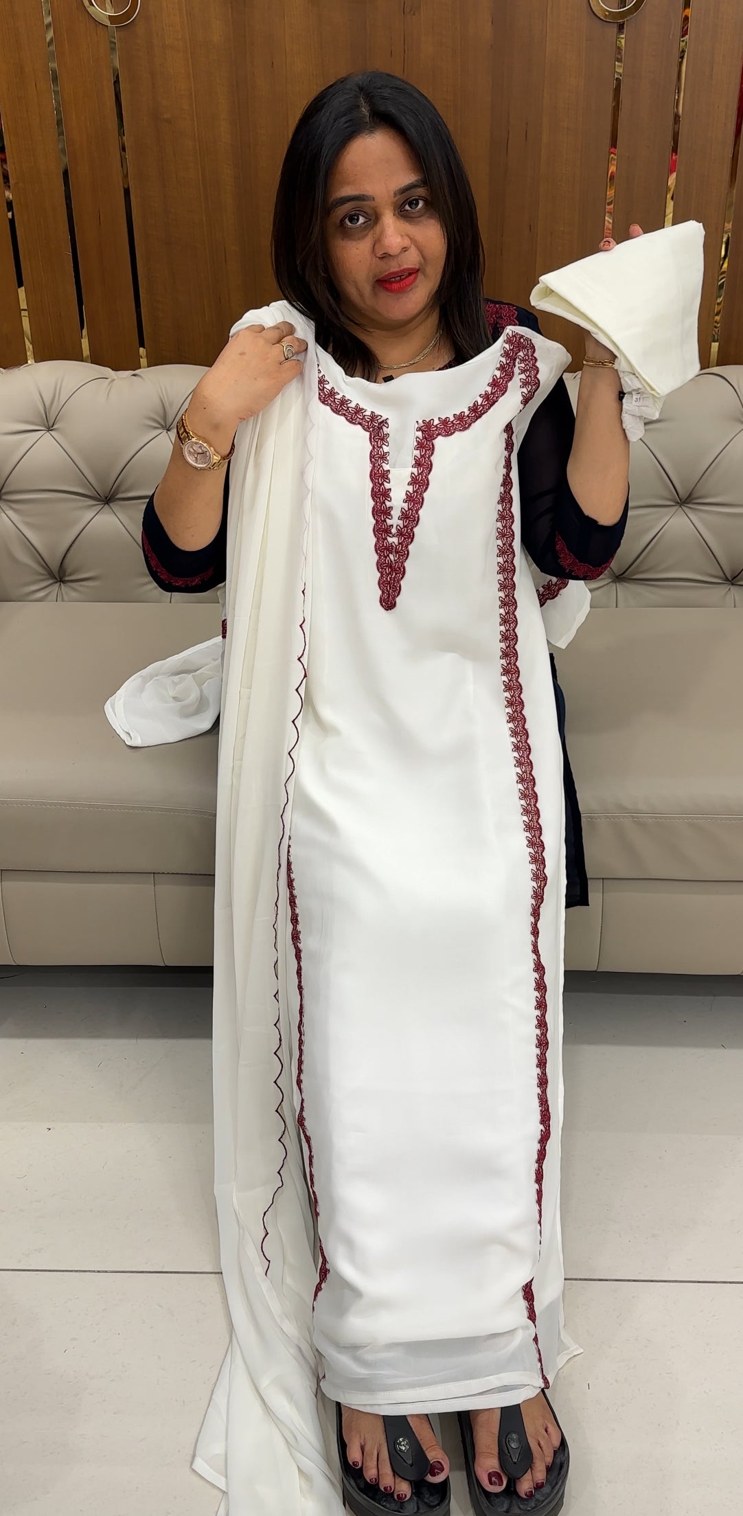 FAUX GEORGETTE TOP,BOTTOM AND DUPATTA - IHA 26070