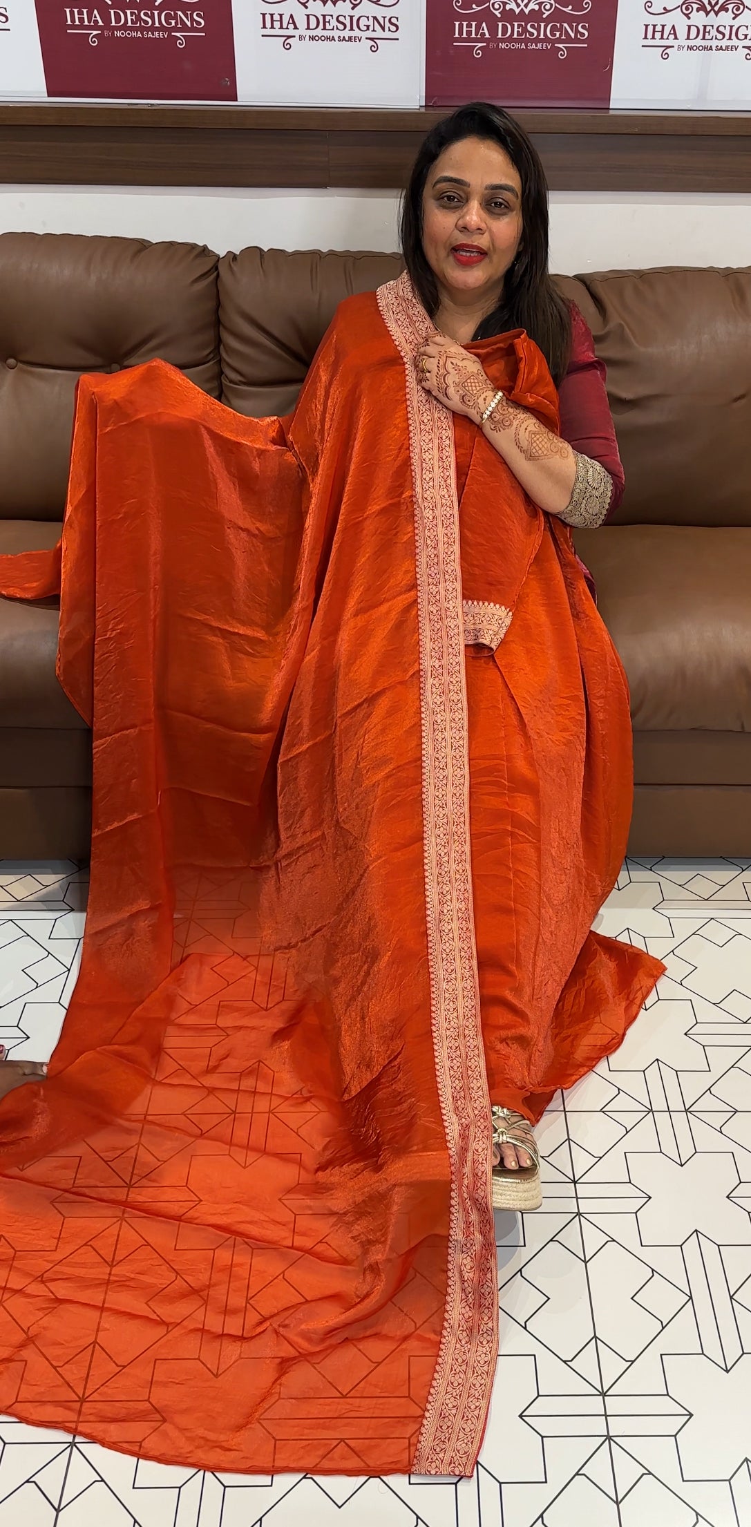 IHA'S IN - HOUSE VELVET ORGANZA ALINE TOP AND DUPATTA - IHA 24158