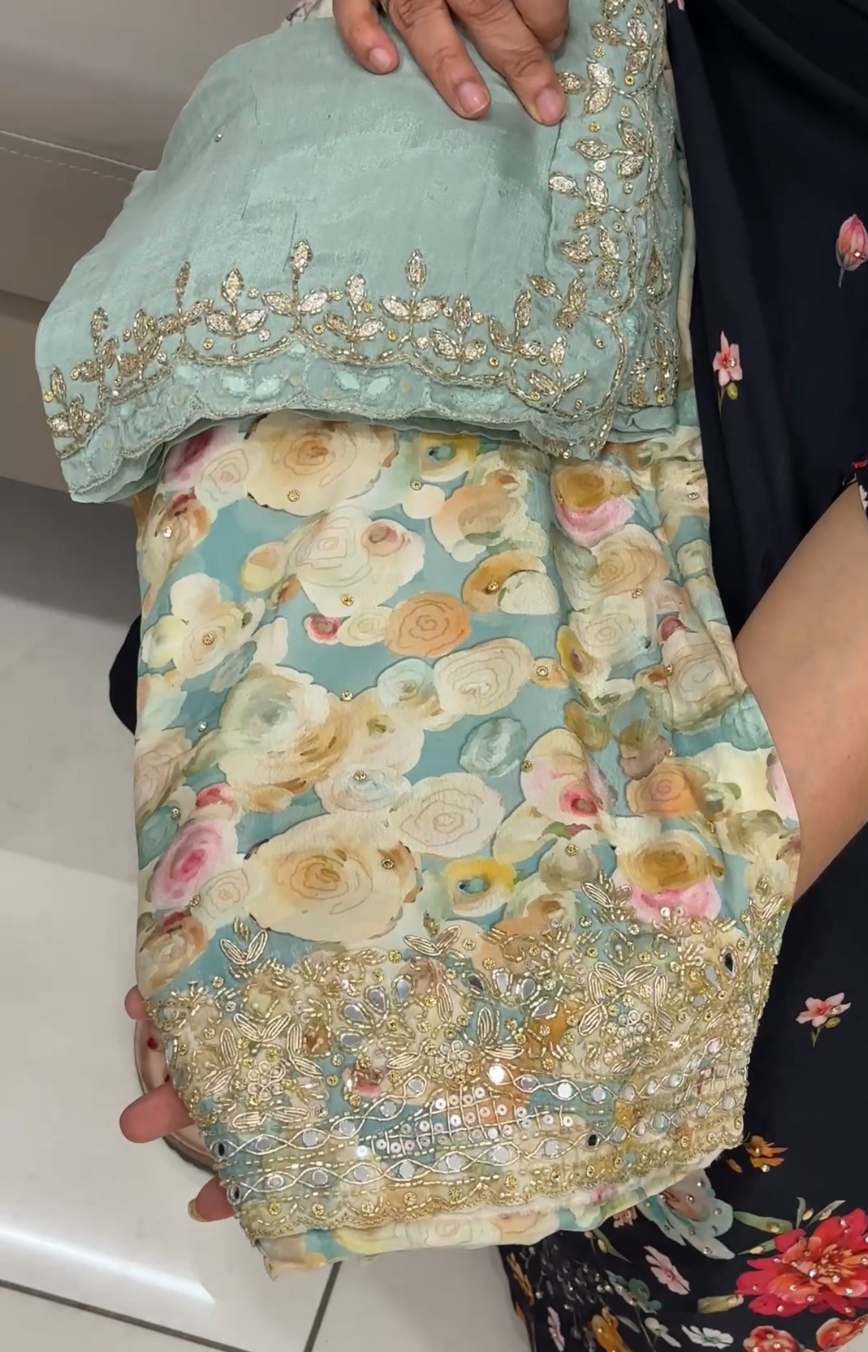 PRINTED CRAPE SILK UNSTITCHED SALWAR SUITS - IHA 28674