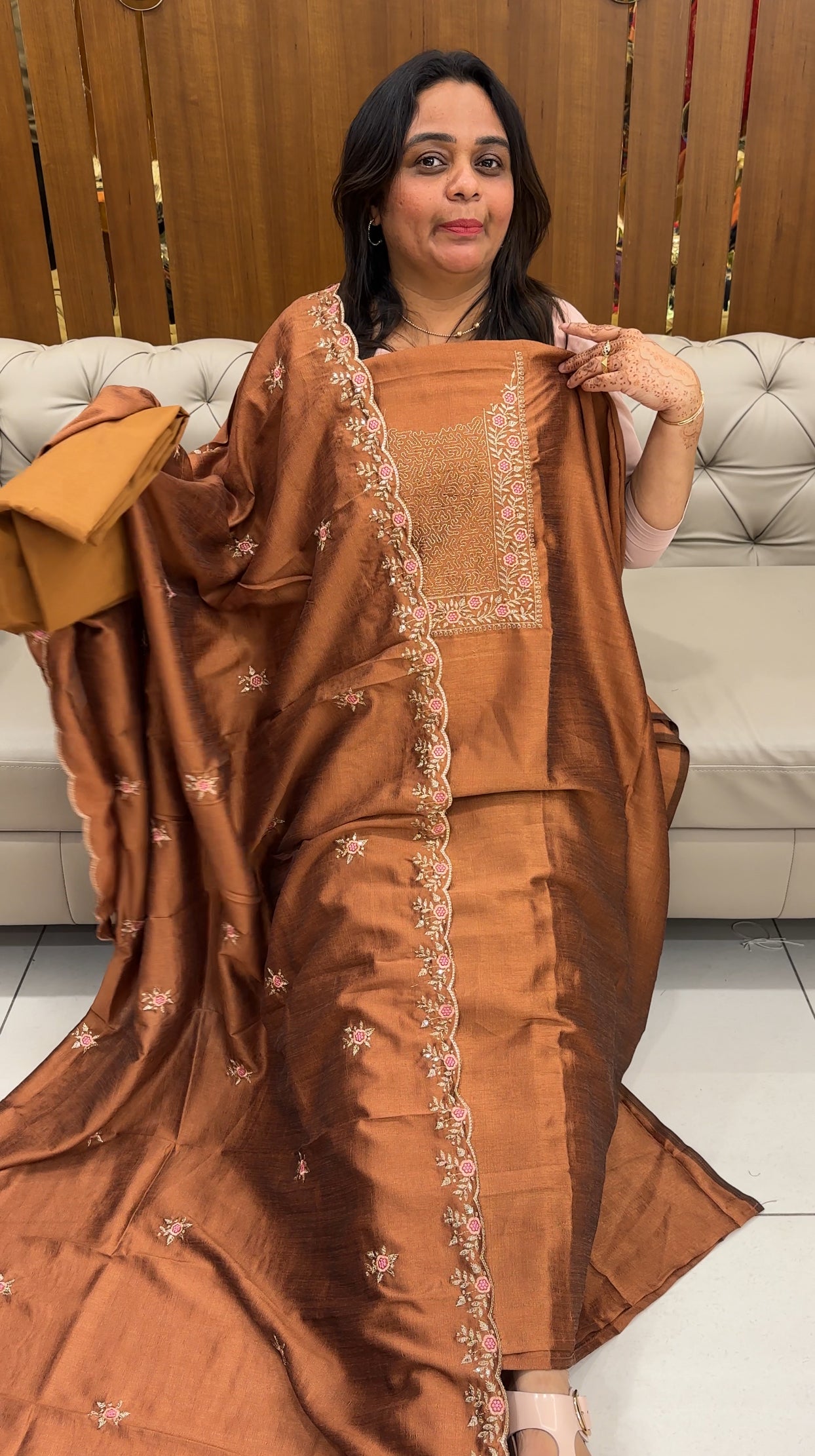 SEMI RAW SILK UNSTITCHED SALWAR SUITS - IHA 27554