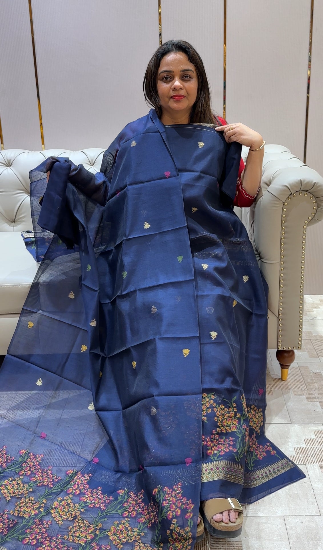 SILK JAMDANI UNSTITCHED SALWAR SUITS - IHA 21418
