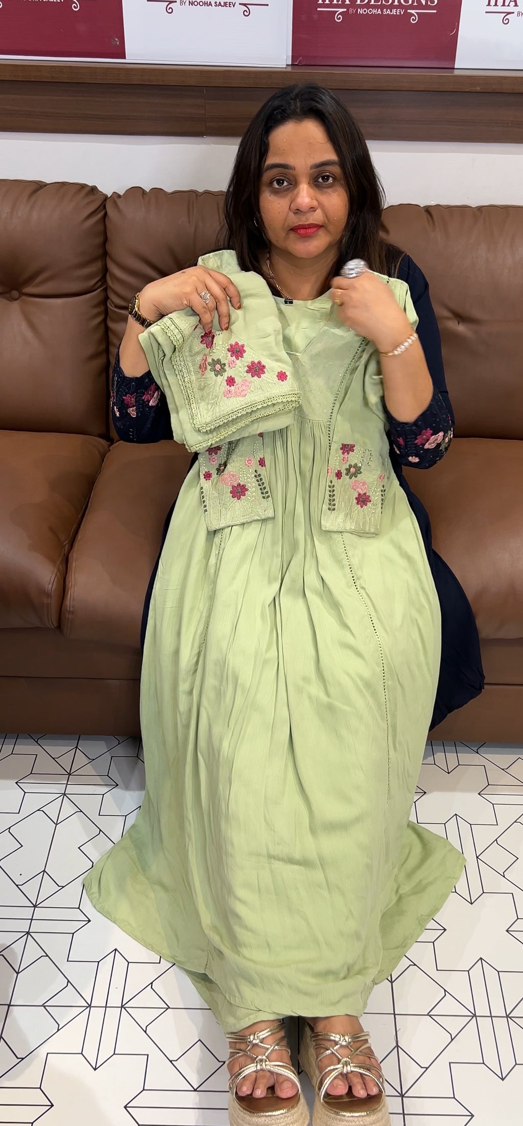 SEMI PARTY WEAR ALINE TOP,BOTTOM AND DUPATTA - IHA 22747