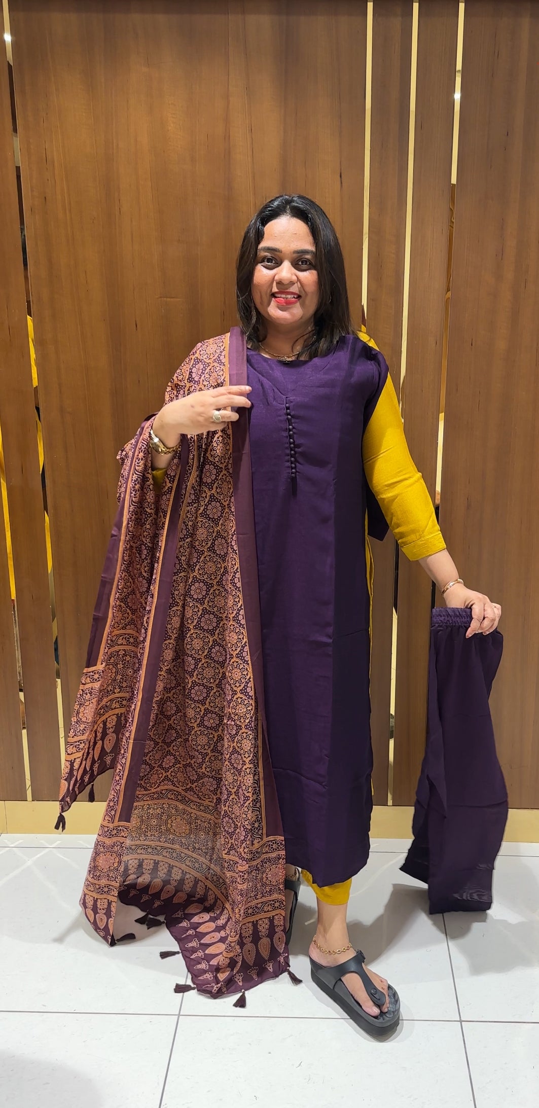 SEMI RAW SILK TOP,BOTTOM AND DUPATTA - IHA 22975