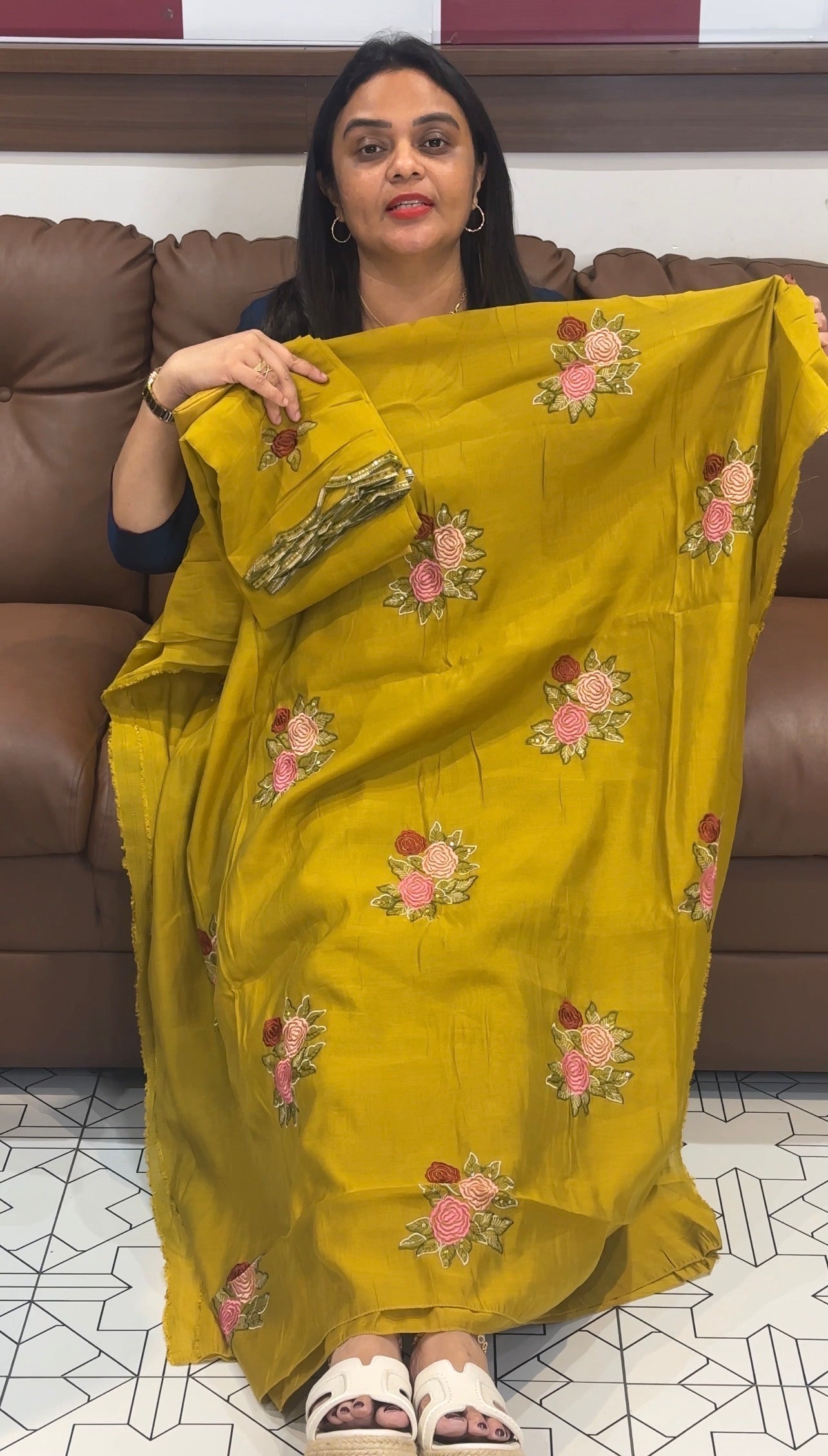 MUL CHANDERI UNSTITCHED SALWAR SUITS - IHA 32878