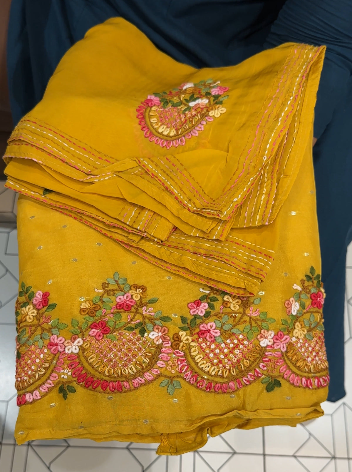 VISCOSE ORGANZA UNSTITCHED SALWWAR SUITS - IHA 27409
