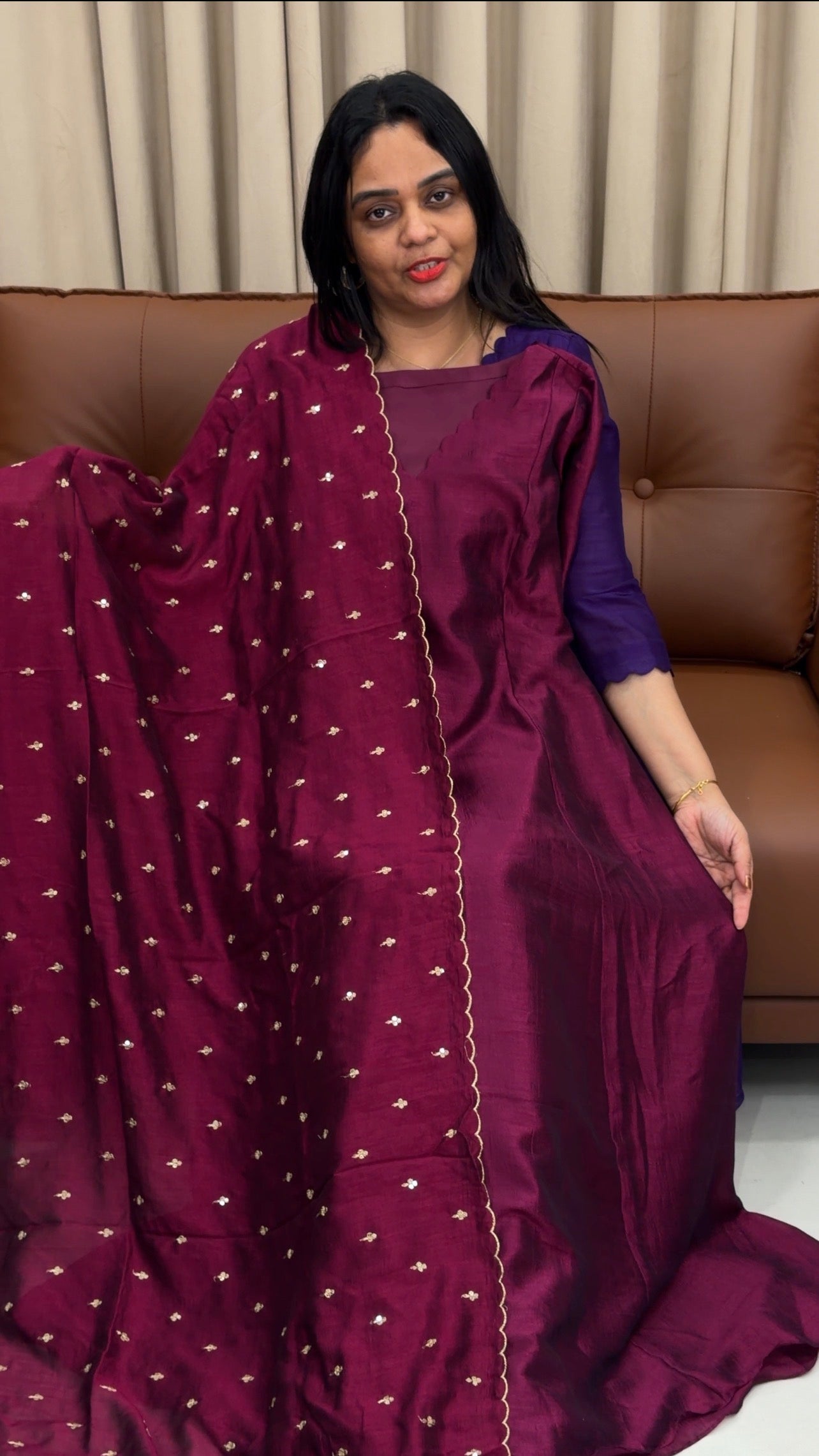 IHA'S IN-HOUSE SEMI RAW SILK ALINE TOP AND DUPATTA - IHA 33425