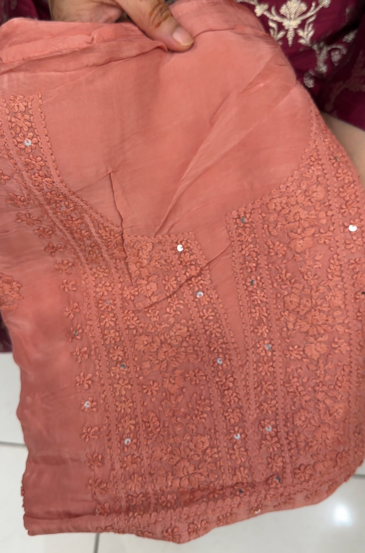 LUCKNOWI CHIKANKARI UNSTITCHED SALWAR SUITS - IHA 27497