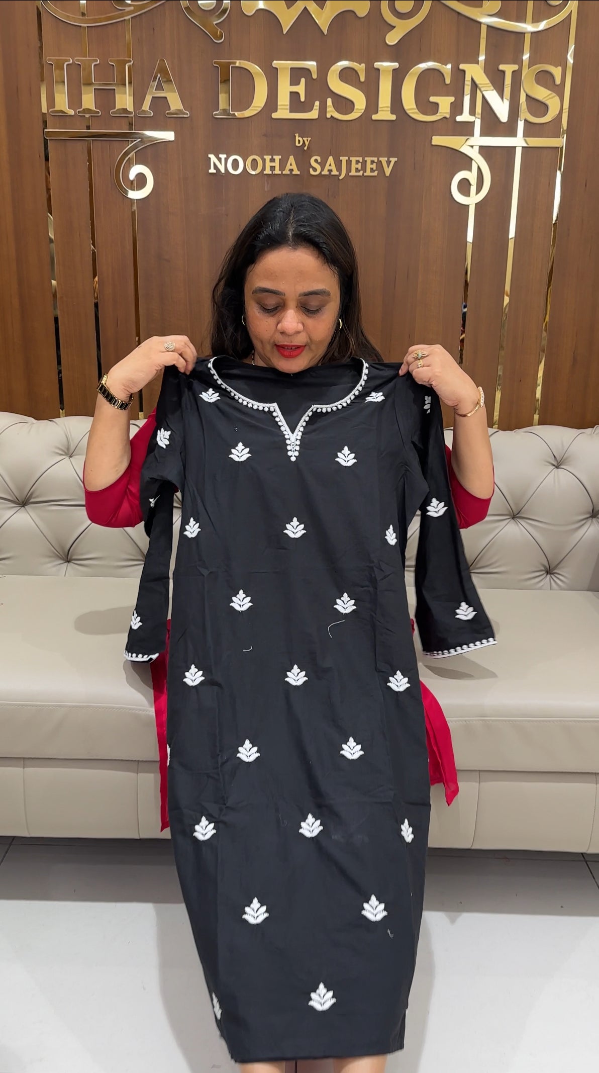 COTTON LUCKNOWI TOP AND BOTTOM - IHA 23251