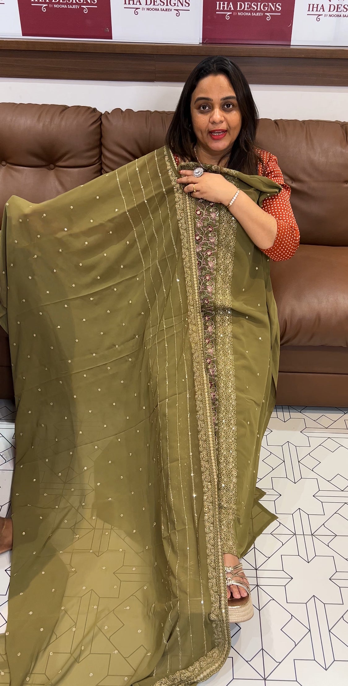 FAUX FGEORGETTE UNSTITCHED SALWAR SUITS - IHA 22798